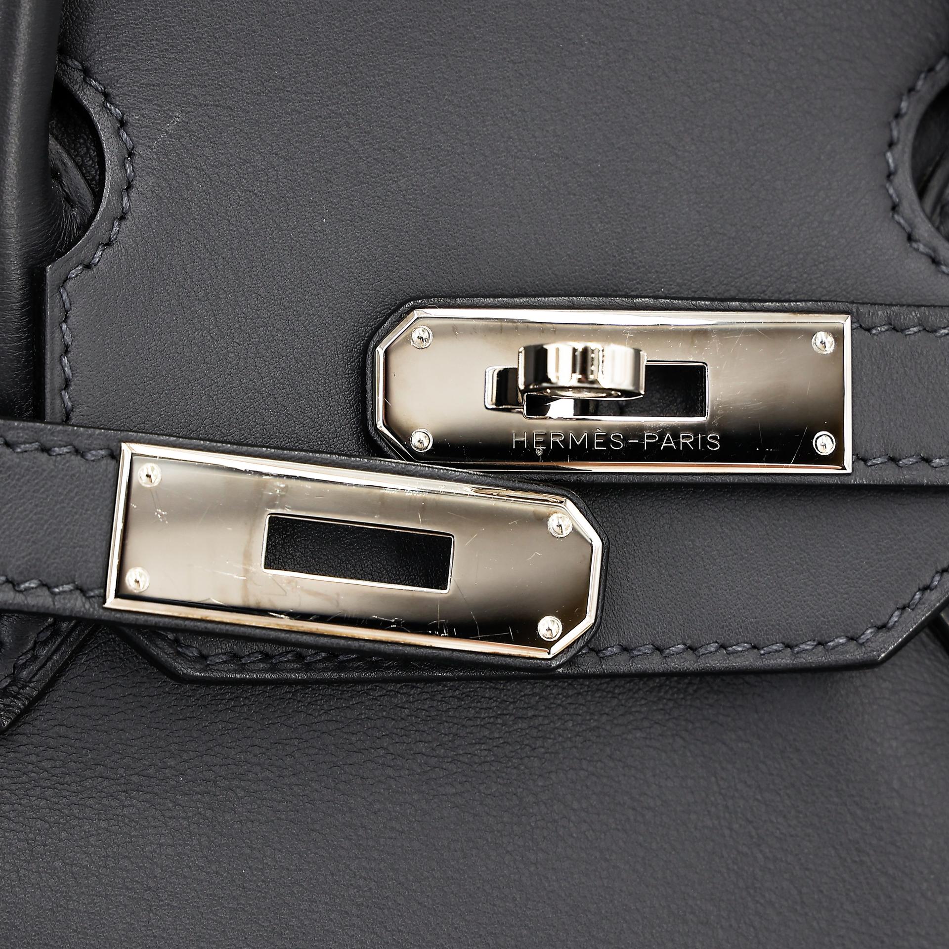 Good ( Rank AB) HERMÈS Birkin 35 Graphite (88) Swift Palladium hardware Square L (2008) - 22