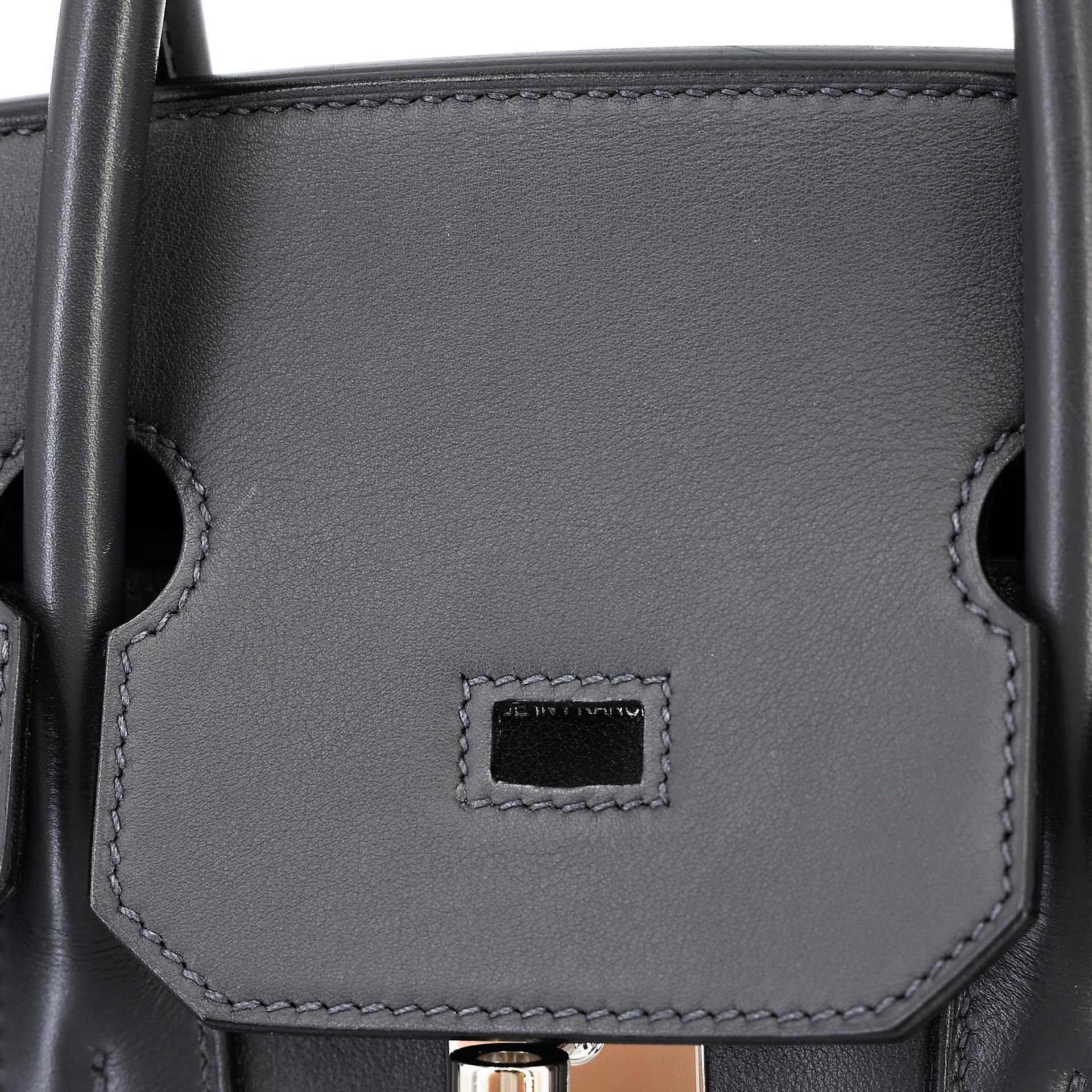 Good ( Rank AB) HERMÈS Birkin 35 Graphite (88) Swift Palladium hardware Square L (2008) - 25