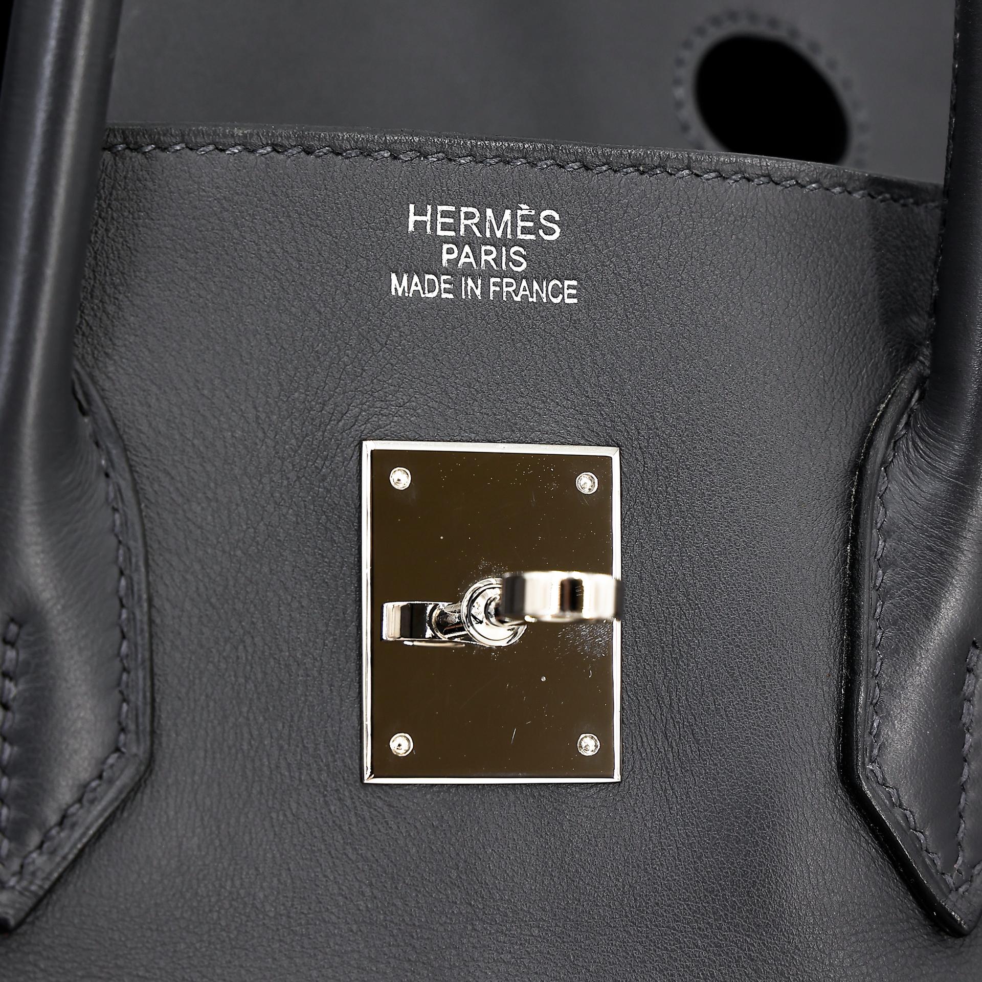 Good ( Rank AB) HERMÈS Birkin 35 Graphite (88) Swift Palladium hardware Square L (2008) - 26