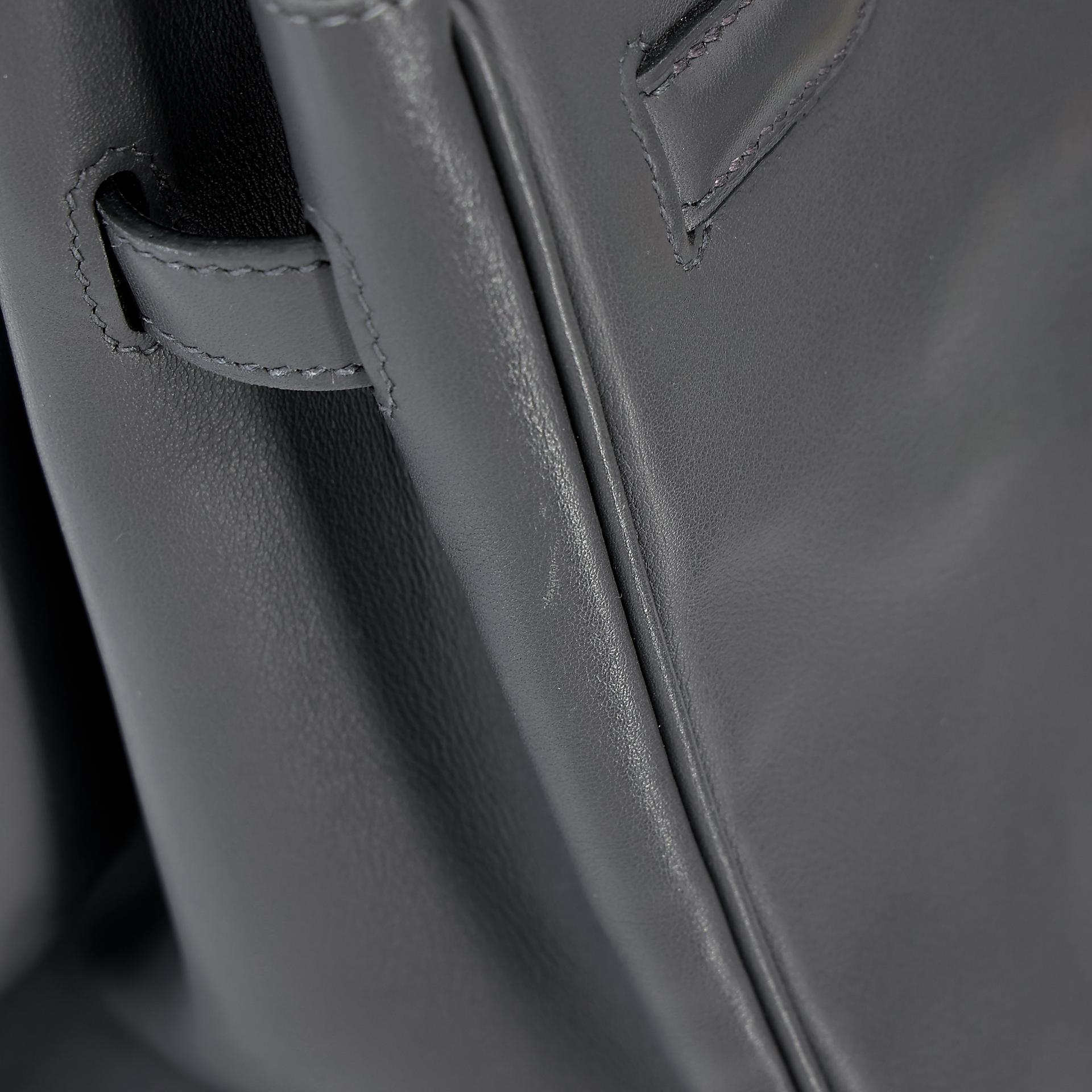 Good ( Rank AB) HERMÈS Birkin 35 Graphite (88) Swift Palladium hardware Square L (2008) - 20