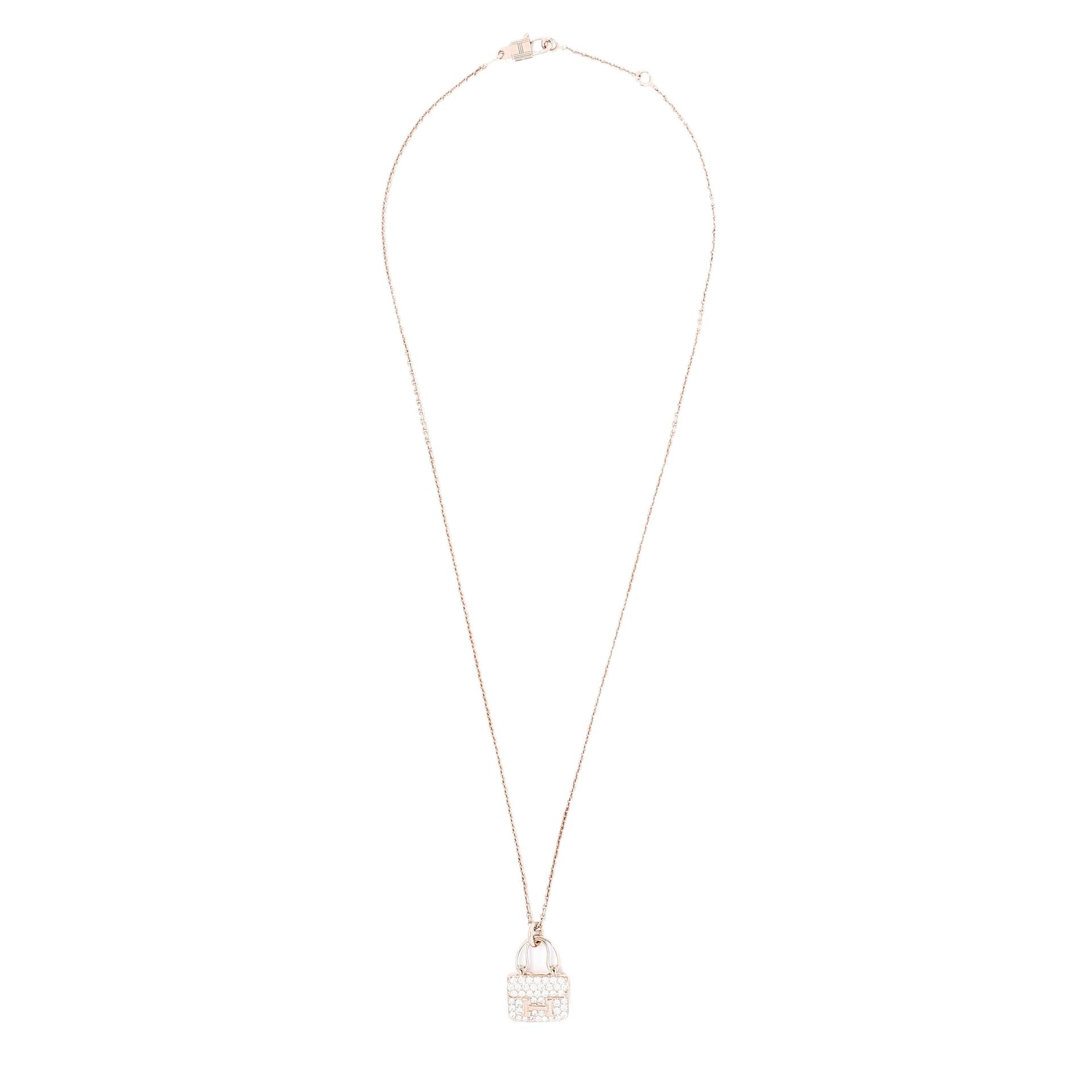 Brand New ( Rank N ) HERMÈS Amulettes Constance pendant Rose Gold Diamond Rose Gold hardware - 1