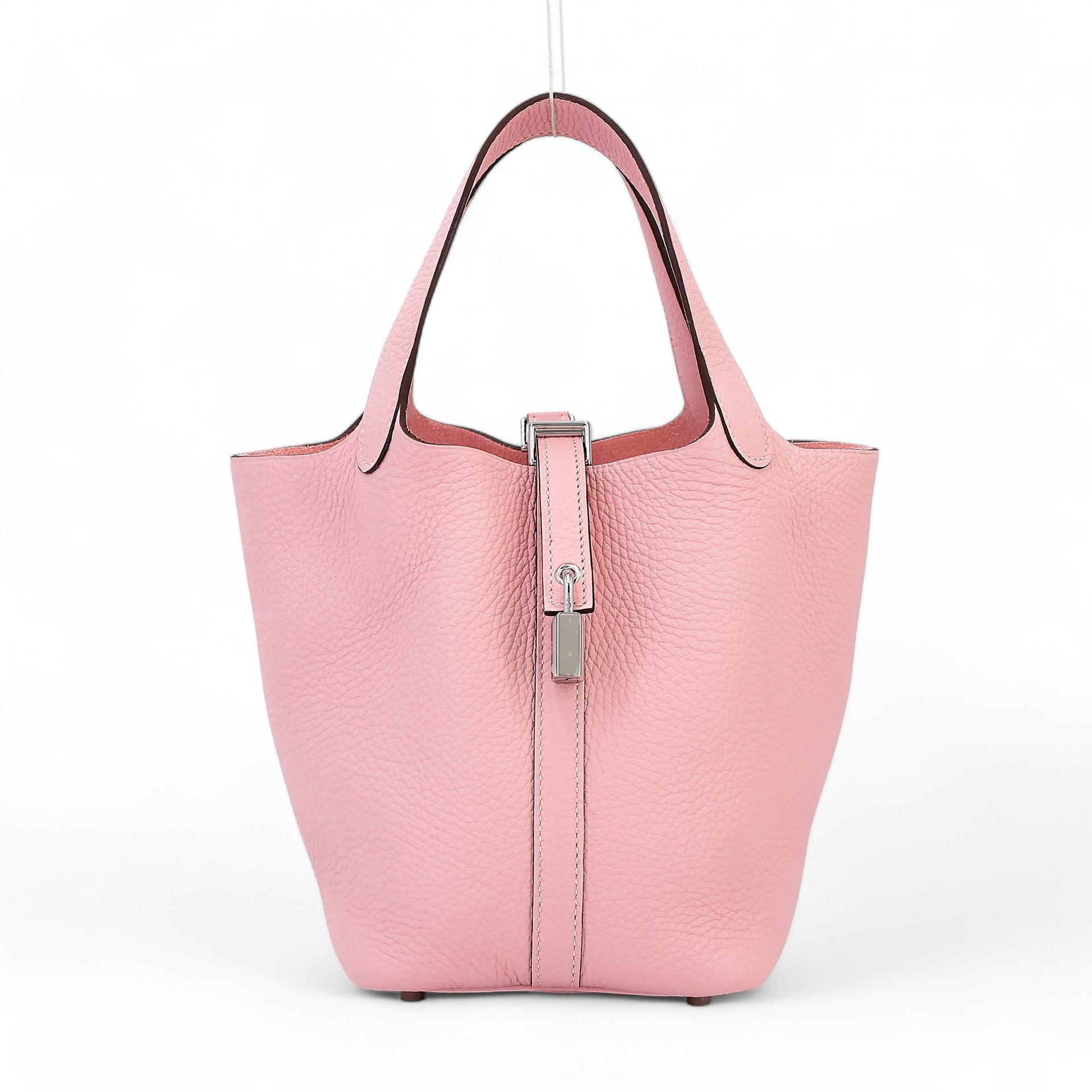 Brand New ( Rank N ) HERMÈS Picotin Lock PM Rose Sakura (3Q) Clemence Palladium hardware W (2024) - 1