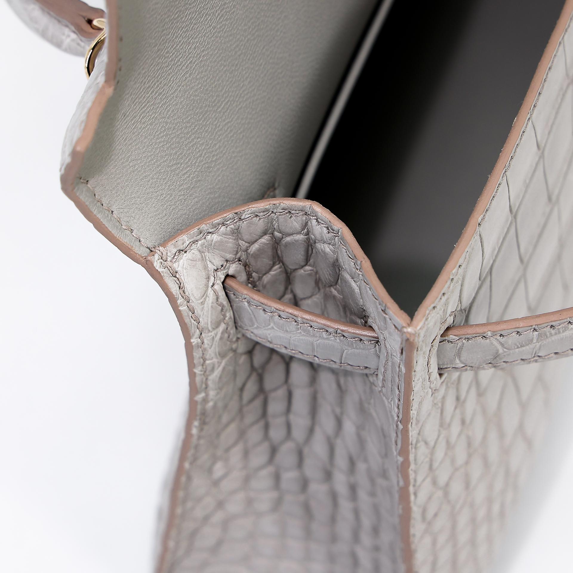 Brand New ( Rank N ) HERMÈS Special Order Mini Kelly II HSS Gris Perle (80) Matte Alligator Permabrass hardware B (2023) - 16