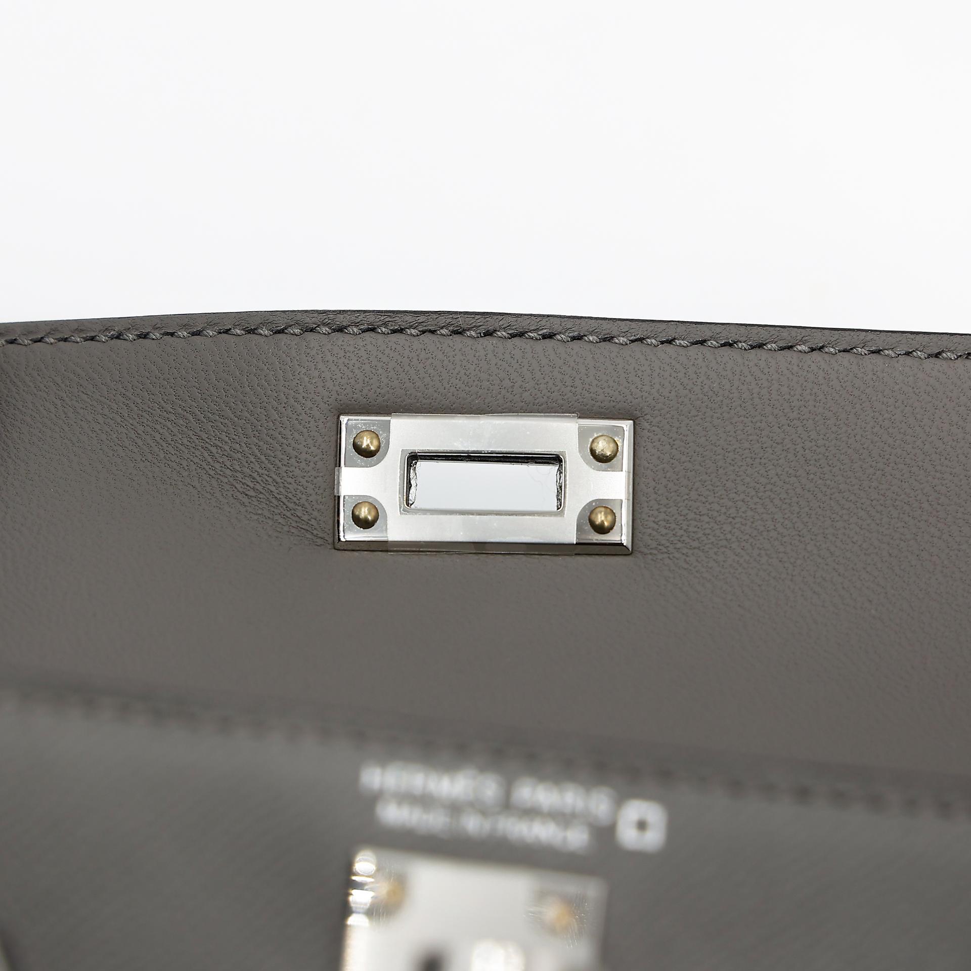Brand New ( Rank N ) HERMÈS Mini Kelly II Touch Gris Meyer (0L) Vert Fonce (67) Madame Alligator Palladium hardware W (2024) - 10