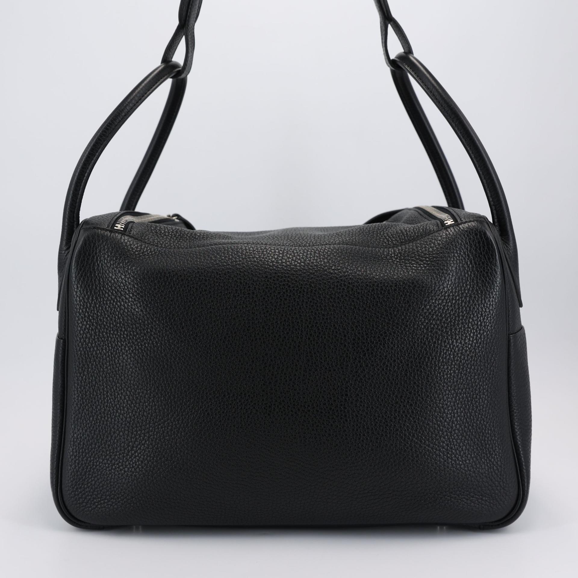 Excellent ( Rank SA ) HERMÈS Lindy 34 Black (89) Clemence Palladium hardware A (2017) - 2