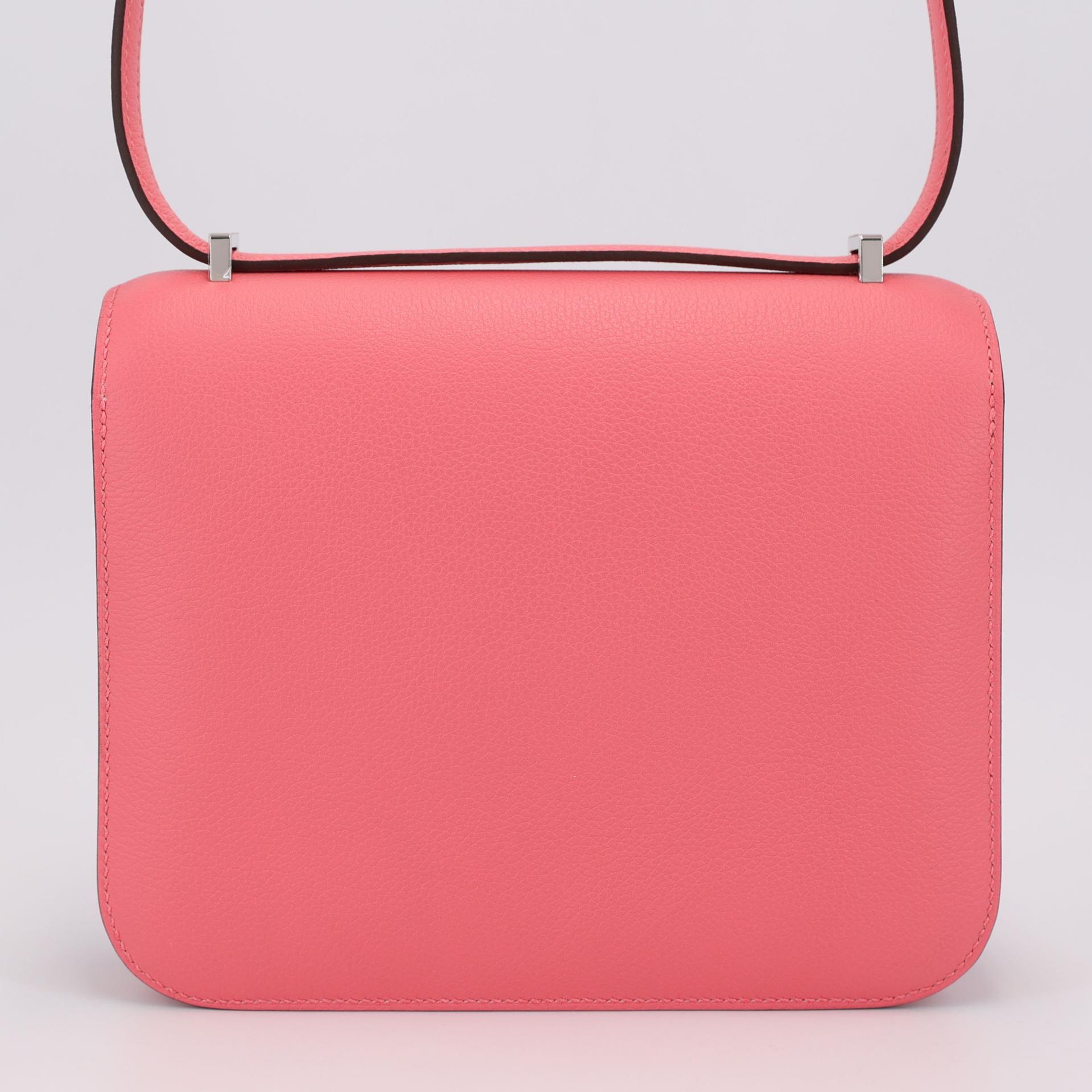 Unused ( Rank NS ) HERMÈS Constance Mini Verso  Rose Azalee (8W) Evercolor Palladium hardware U (2022) - 2