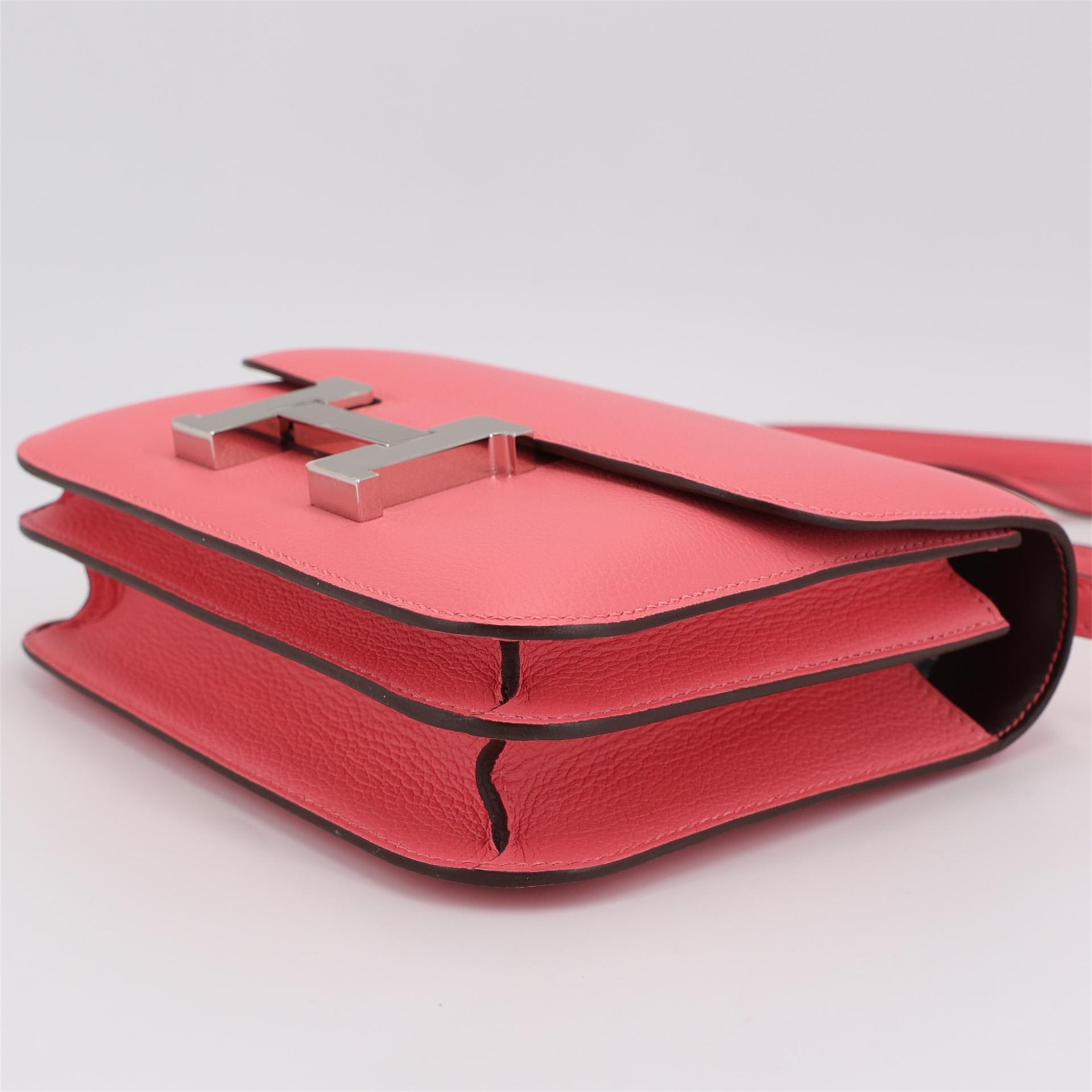Unused ( Rank NS ) HERMÈS Constance Mini Verso  Rose Azalee (8W) Evercolor Palladium hardware U (2022) - 5