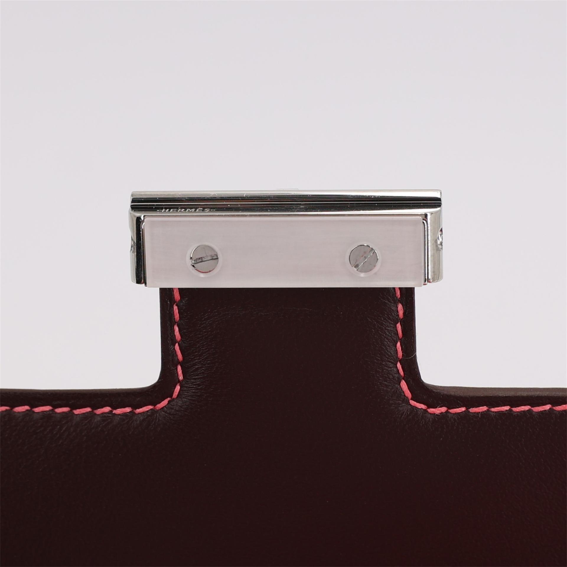 Unused ( Rank NS ) HERMÈS Constance Mini Verso  Rose Azalee (8W) Evercolor Palladium hardware U (2022) - 10