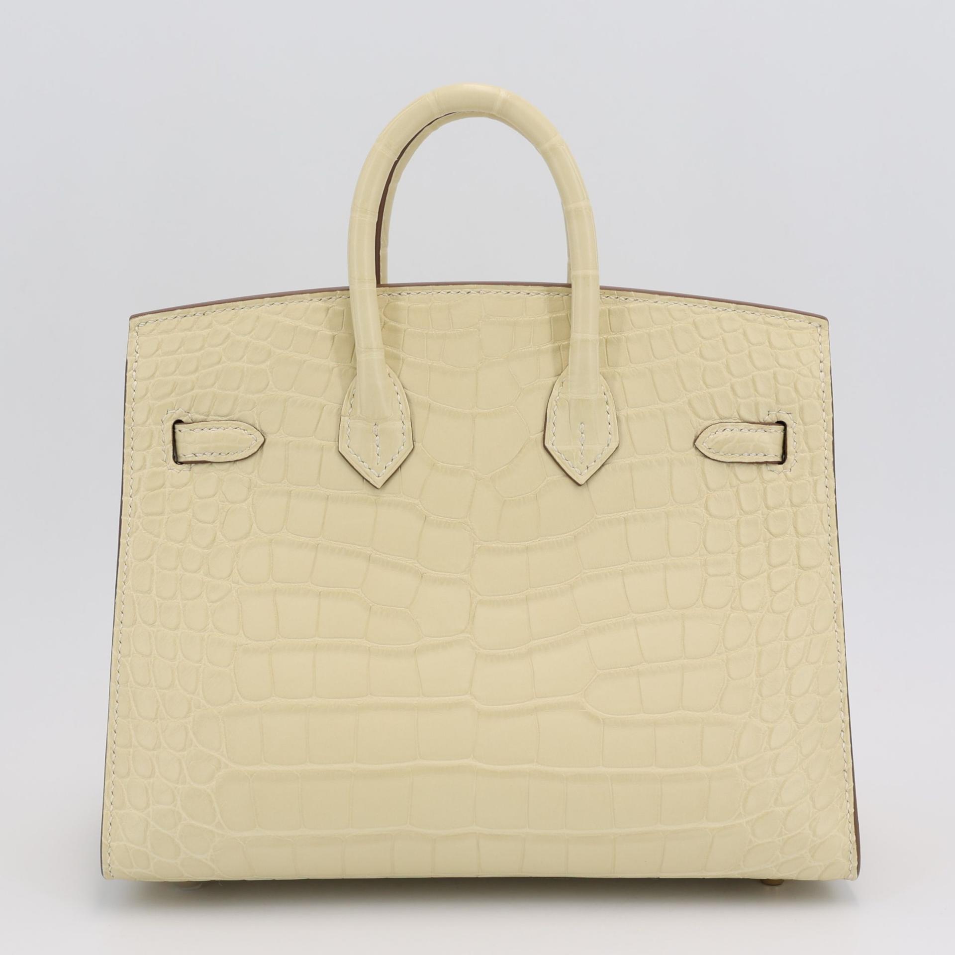 Brand New ( Rank N ) HERMÈS Birkin 20 Vanille (Y1) Alligator Gold hardware W (2024) - 2