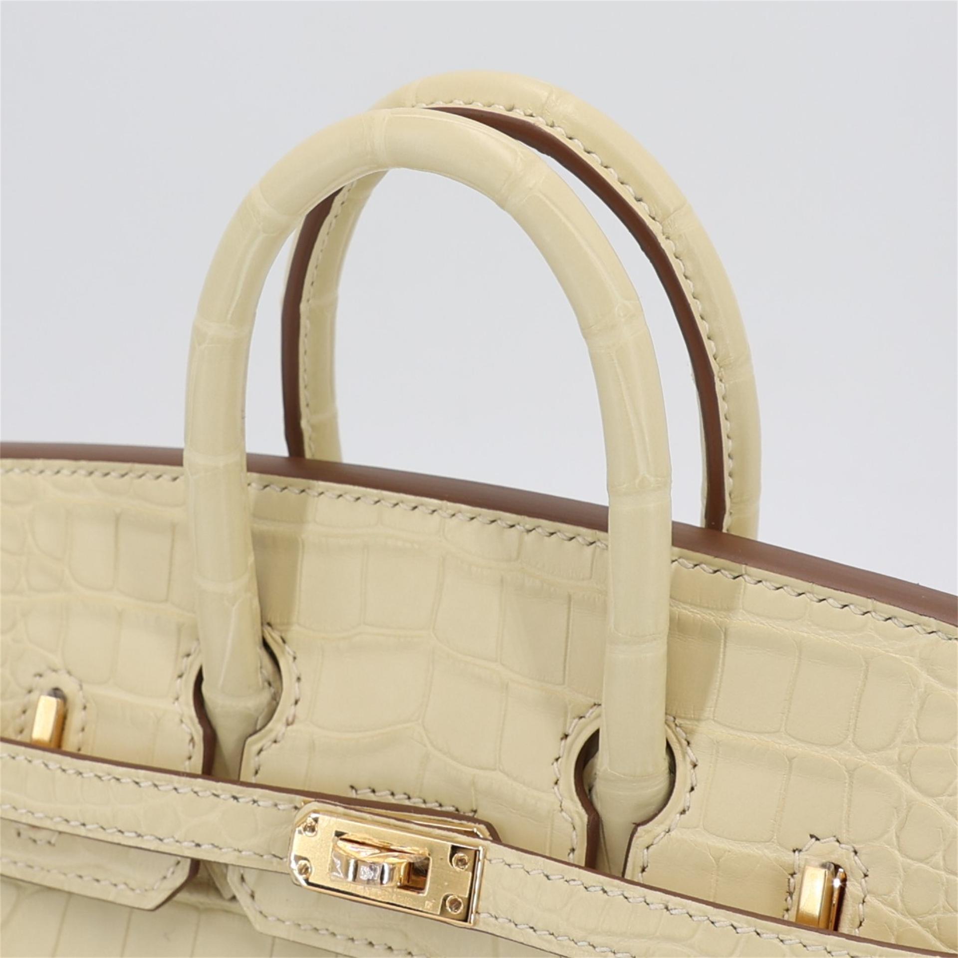 Brand New ( Rank N ) HERMÈS Birkin 20 Vanille (Y1) Alligator Gold hardware W (2024) - 3