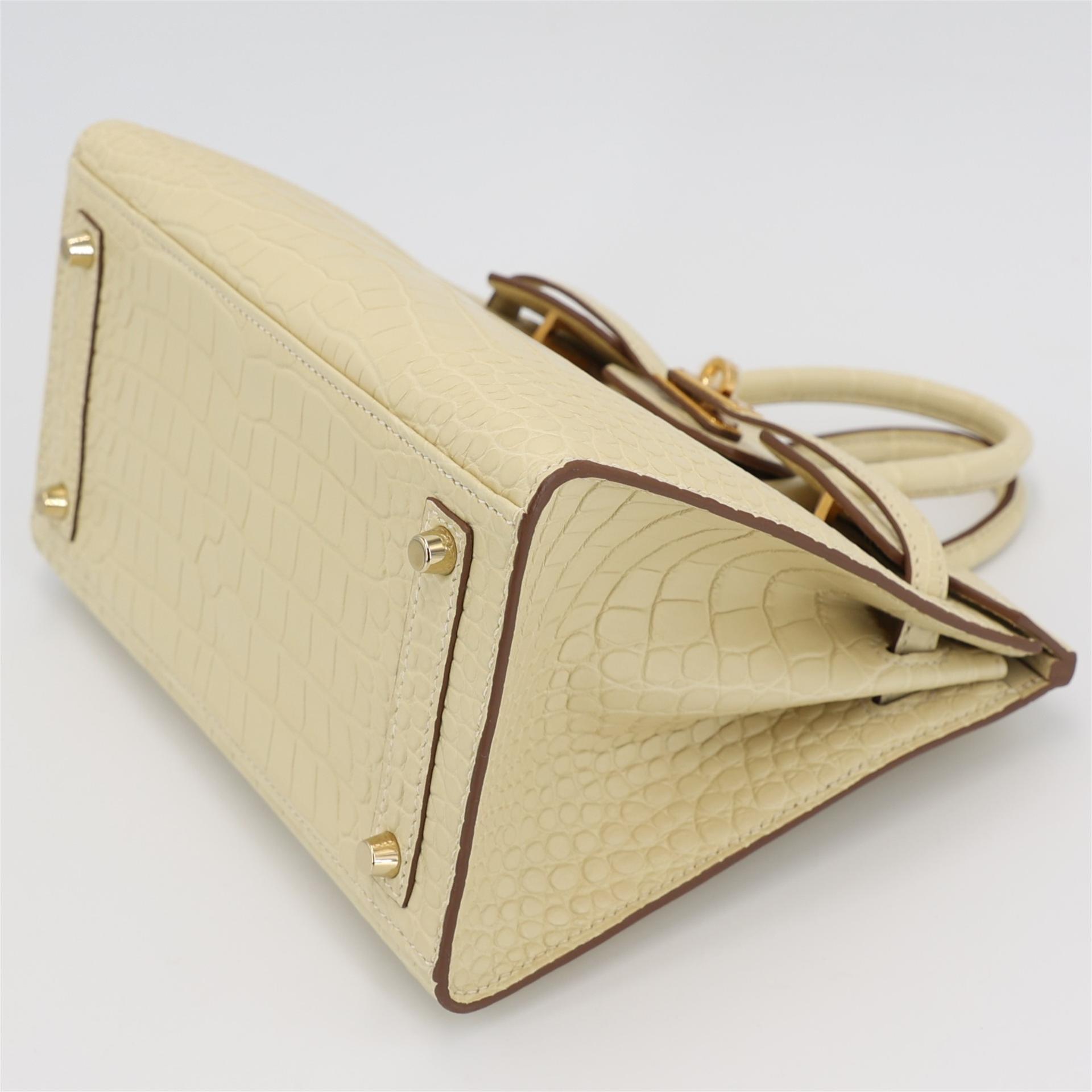 Brand New ( Rank N ) HERMÈS Birkin 20 Vanille (Y1) Alligator Gold hardware W (2024) - 5
