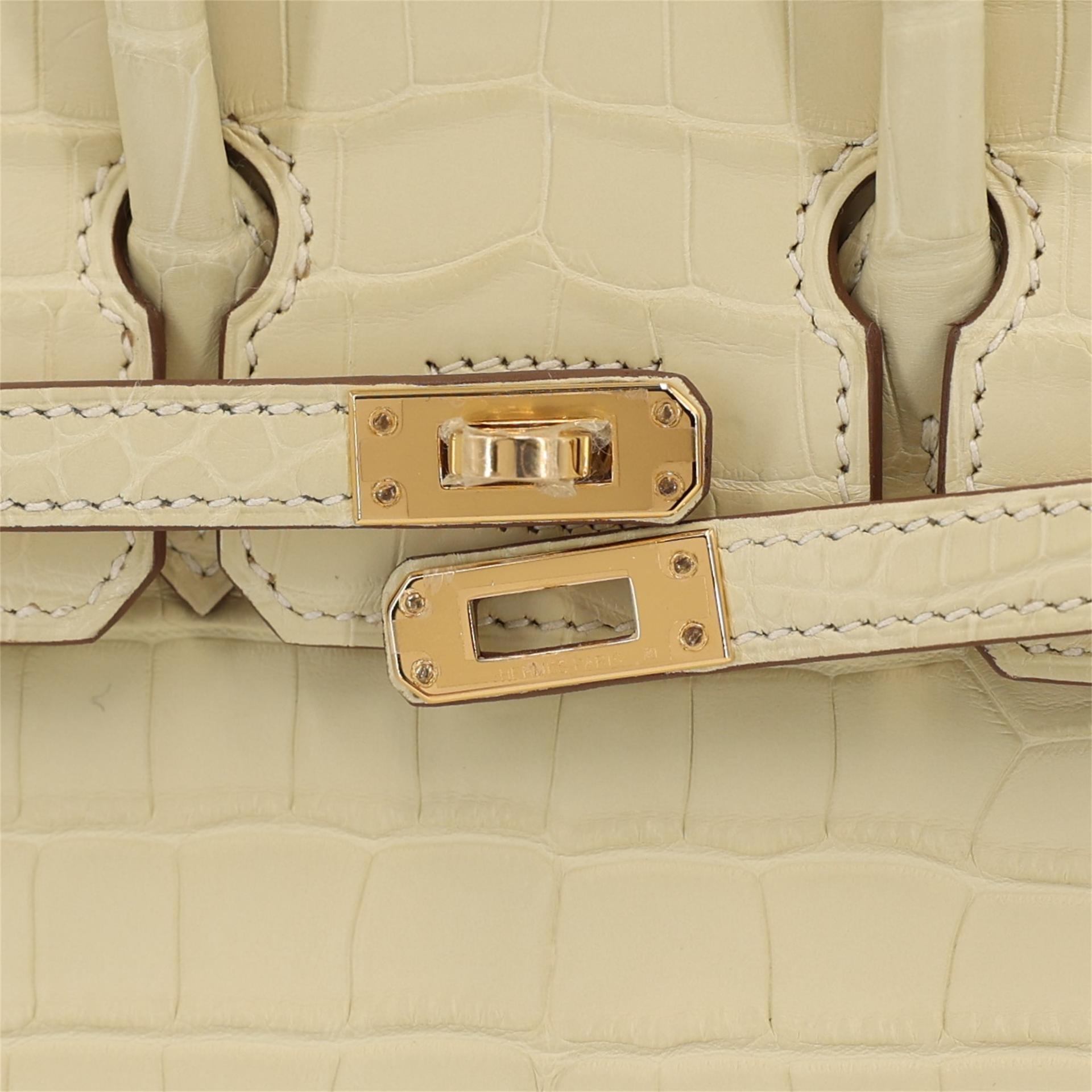 Brand New ( Rank N ) HERMÈS Birkin 20 Vanille (Y1) Alligator Gold hardware W (2024) - 8