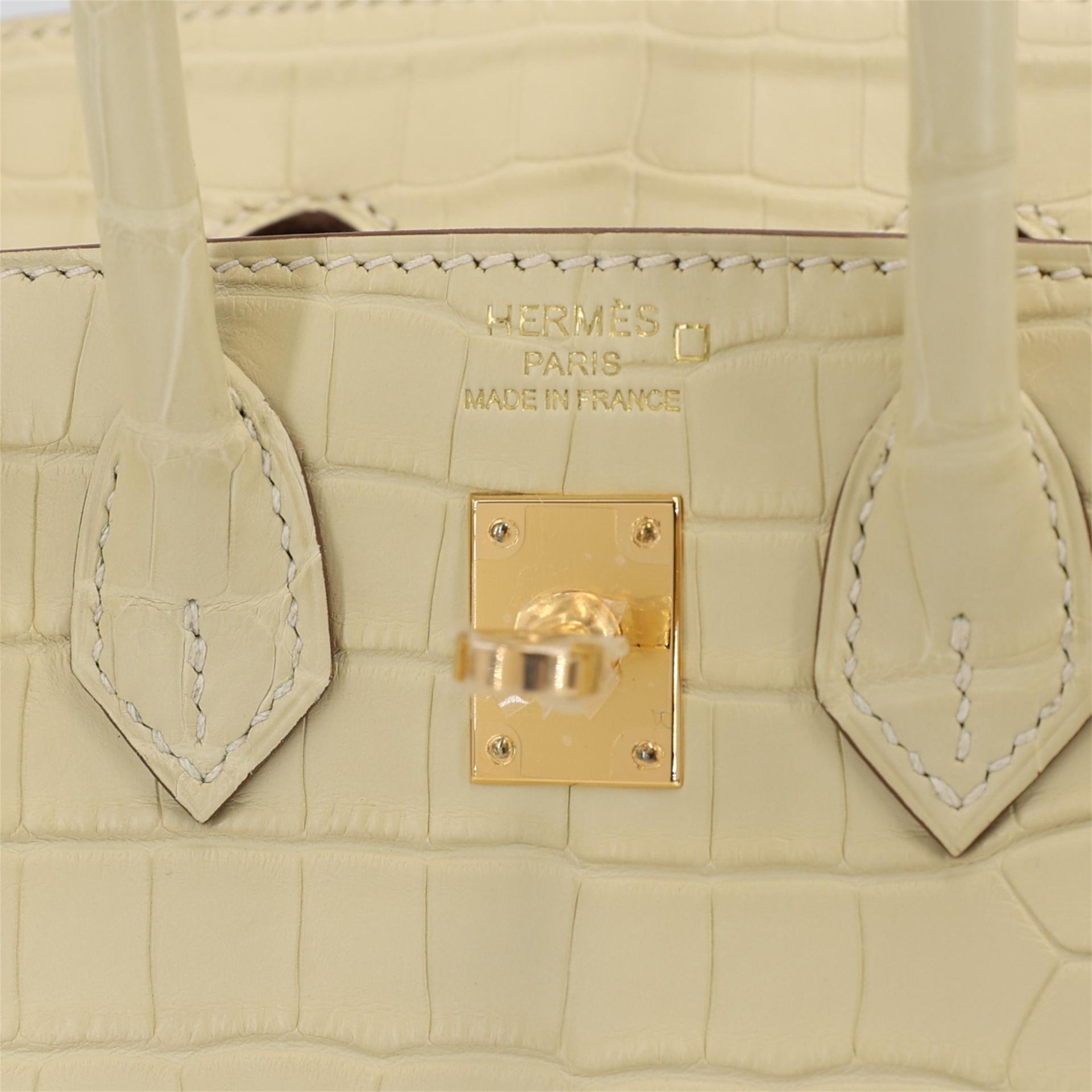 Brand New ( Rank N ) HERMÈS Birkin 20 Vanille (Y1) Alligator Gold hardware W (2024) - 9