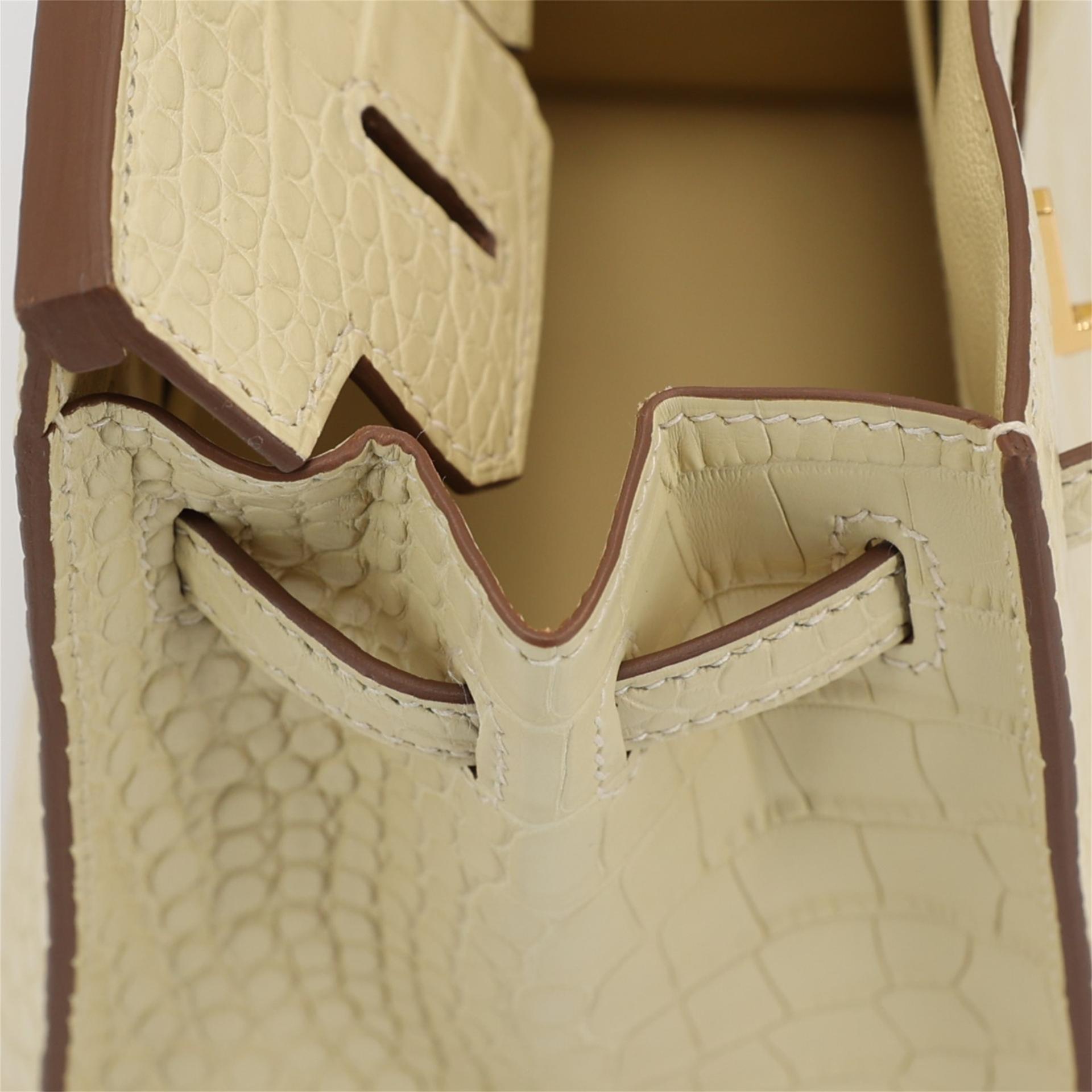 Brand New ( Rank N ) HERMÈS Birkin 20 Vanille (Y1) Alligator Gold hardware W (2024) - 11