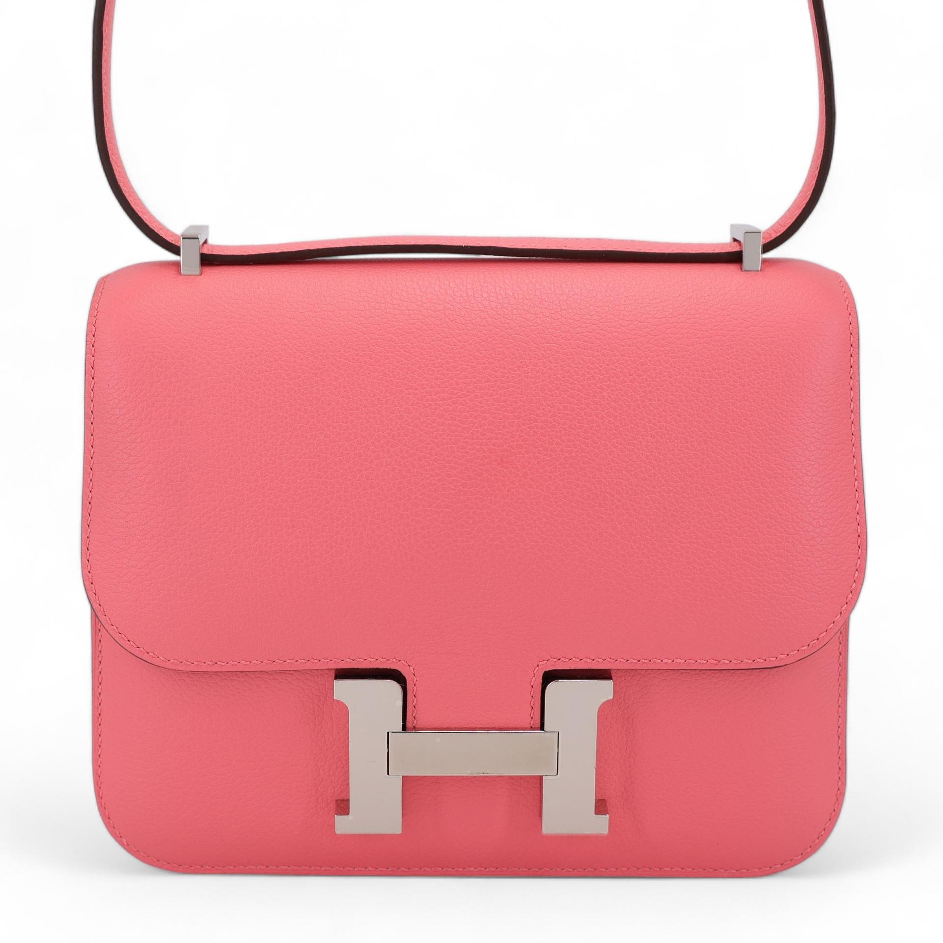 Unused ( Rank NS ) HERMÈS Constance Mini Verso  Rose Azalee (8W) Evercolor Palladium hardware U (2022) - 1