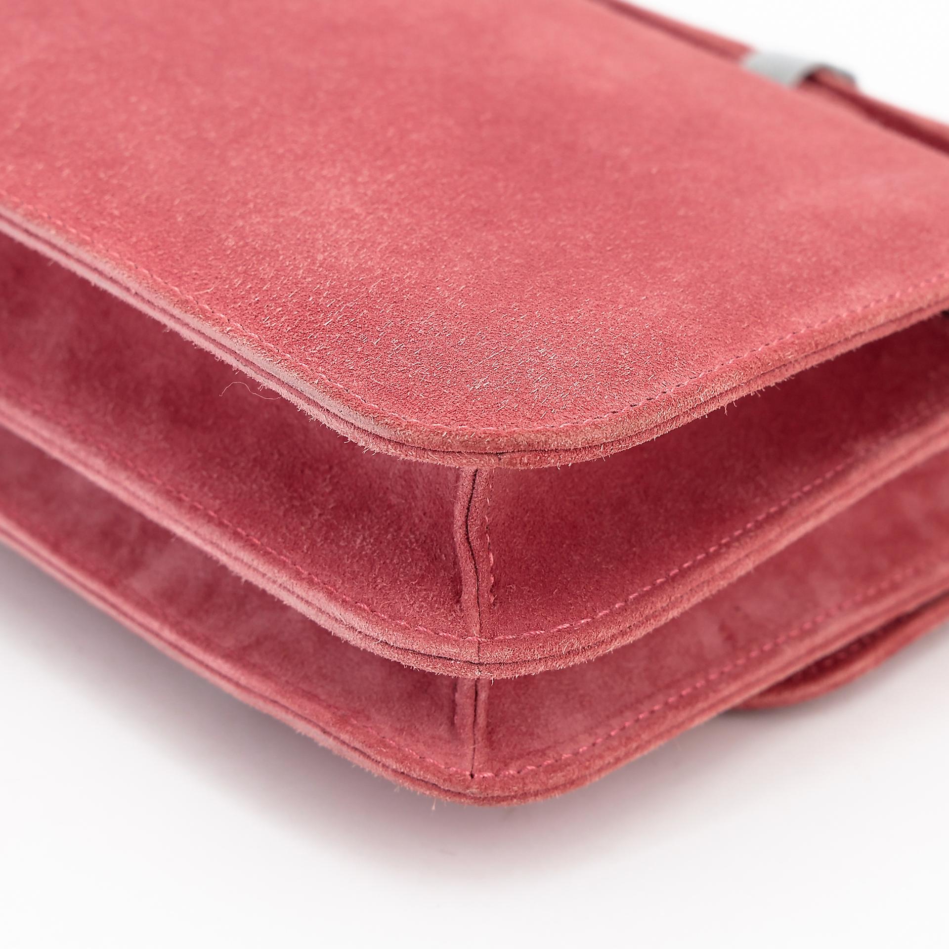 Very Good ( Rank A) HERMÈS Constance Mini Rose Indien (5N) Doblis Suede Palladium hardware X (2016) - 6