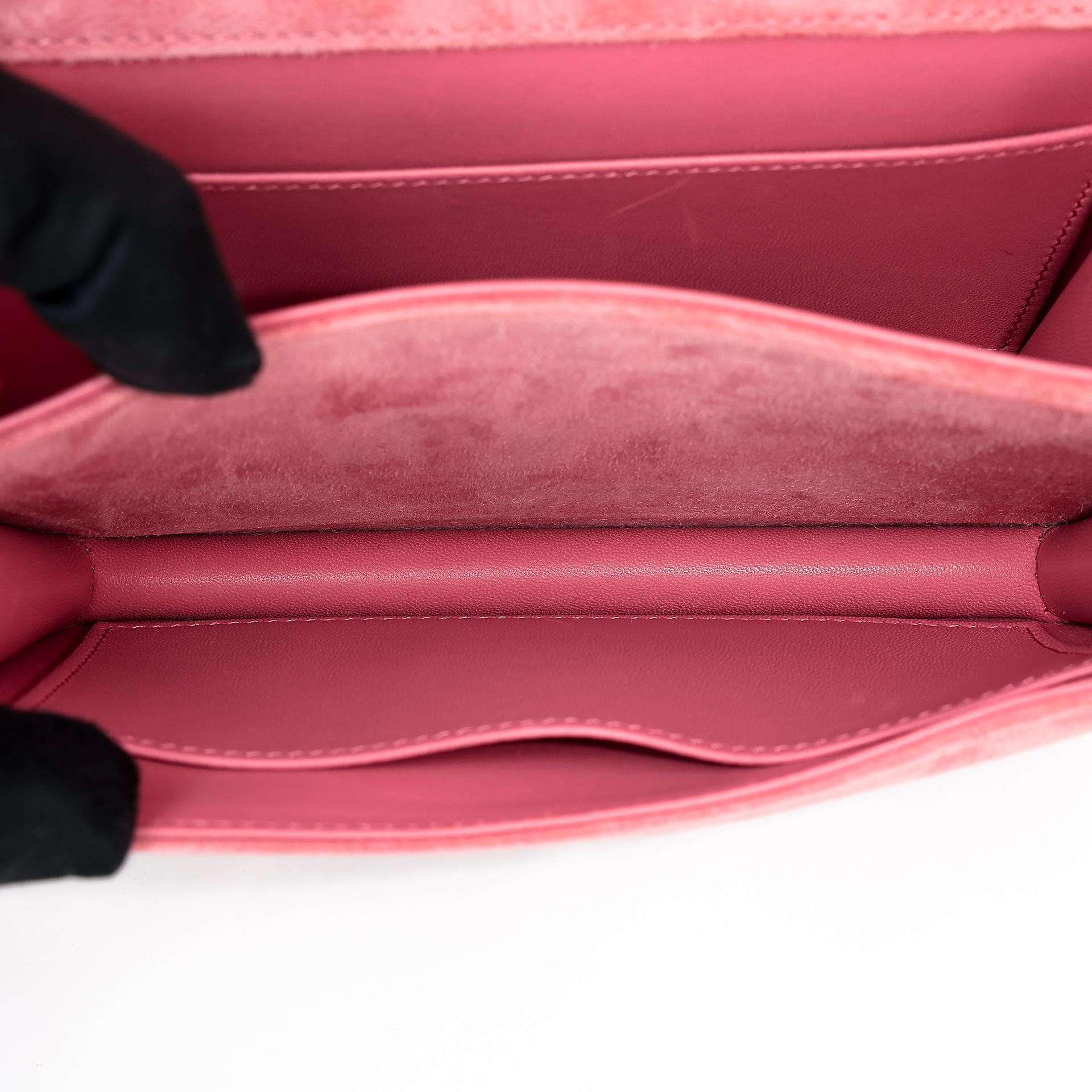 Very Good ( Rank A) HERMÈS Constance Mini Rose Indien (5N) Doblis Suede Palladium hardware X (2016) - 26
