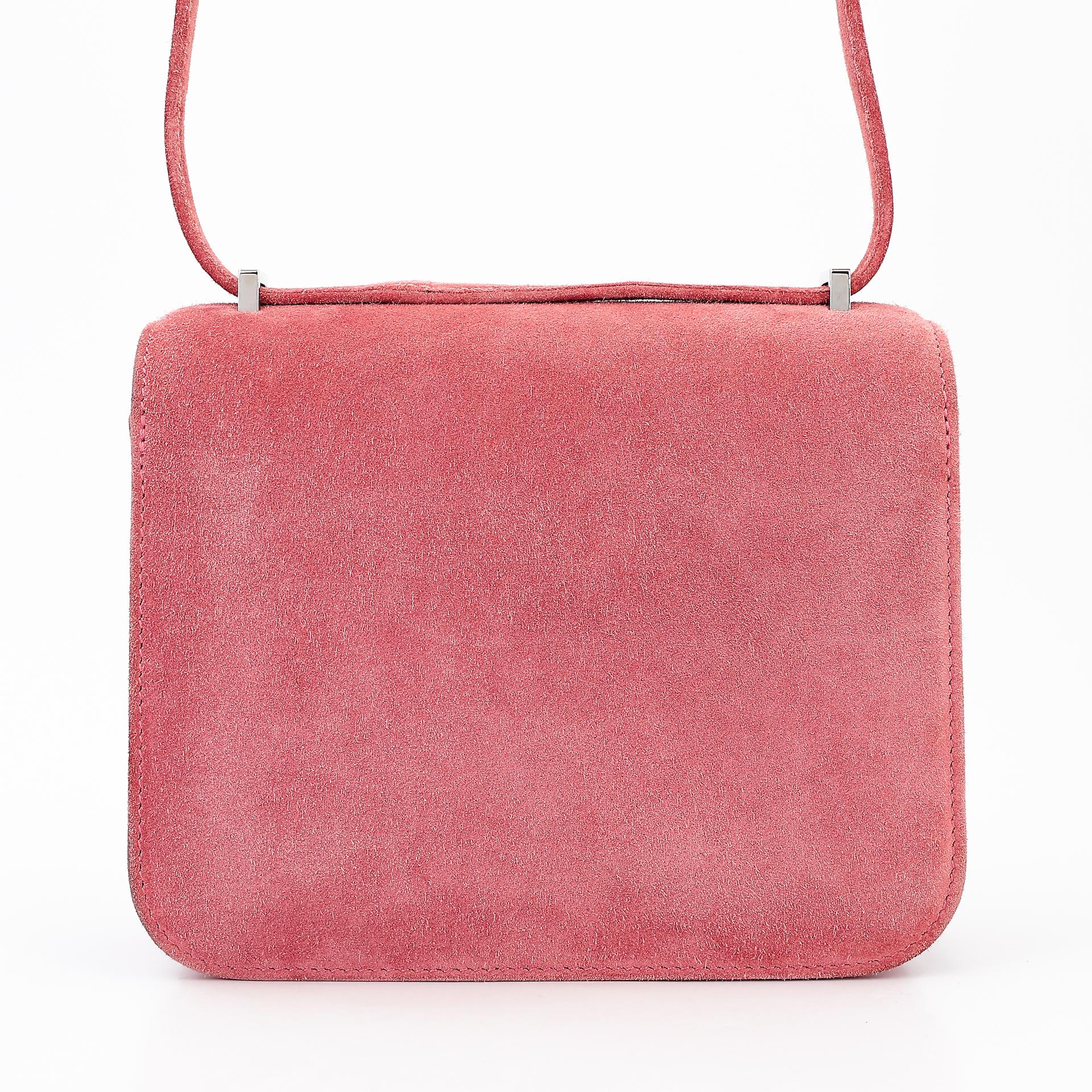 Very Good ( Rank A) HERMÈS Constance Mini Rose Indien (5N) Doblis Suede Palladium hardware X (2016) - 2
