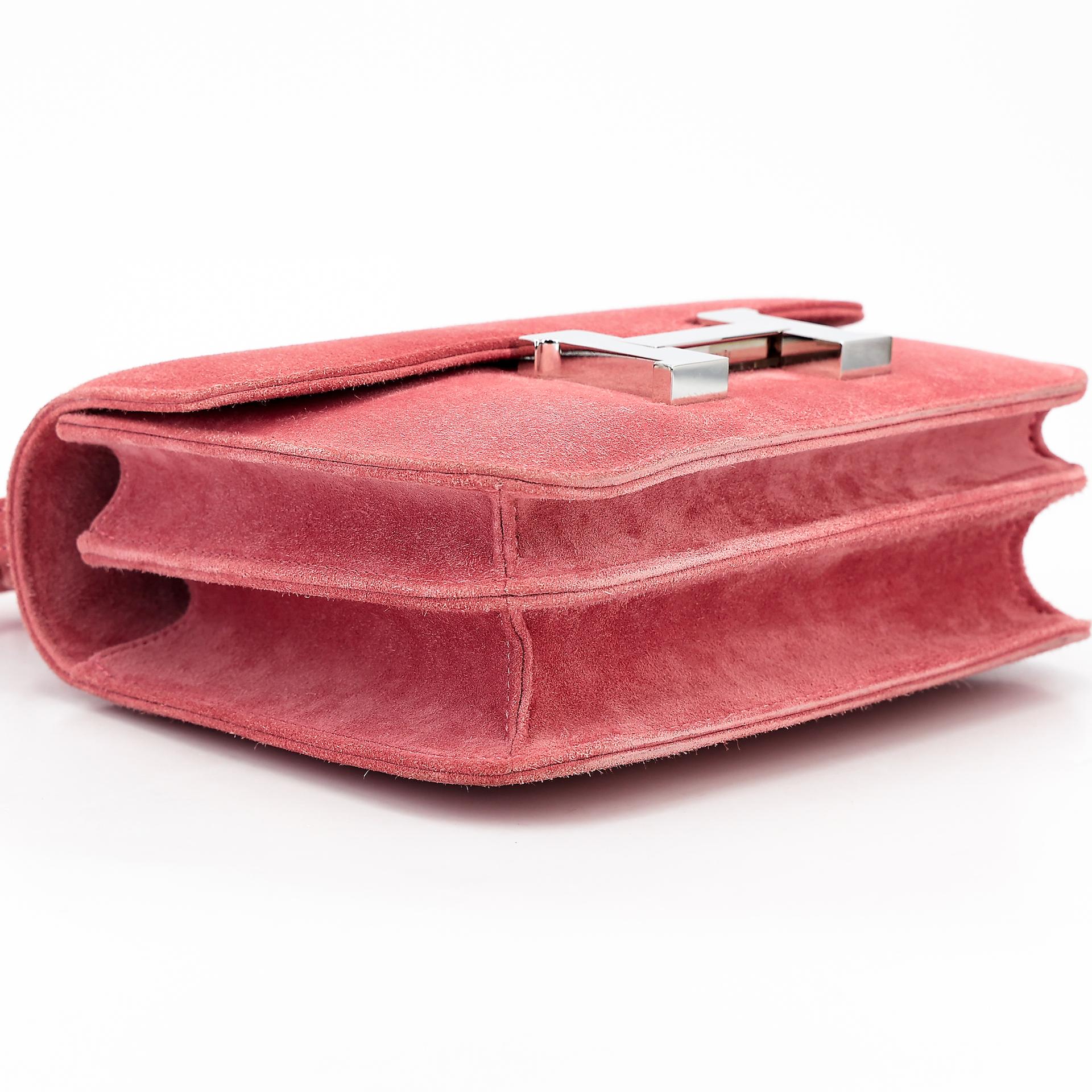 Very Good ( Rank A) HERMÈS Constance Mini Rose Indien (5N) Doblis Suede Palladium hardware X (2016) - 9