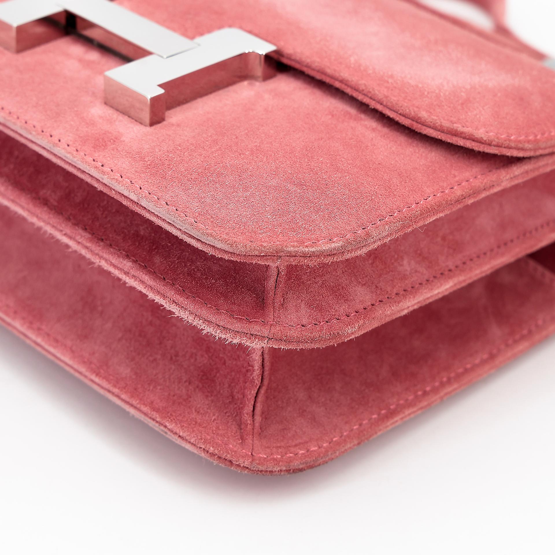 Very Good ( Rank A) HERMÈS Constance Mini Rose Indien (5N) Doblis Suede Palladium hardware X (2016) - 5