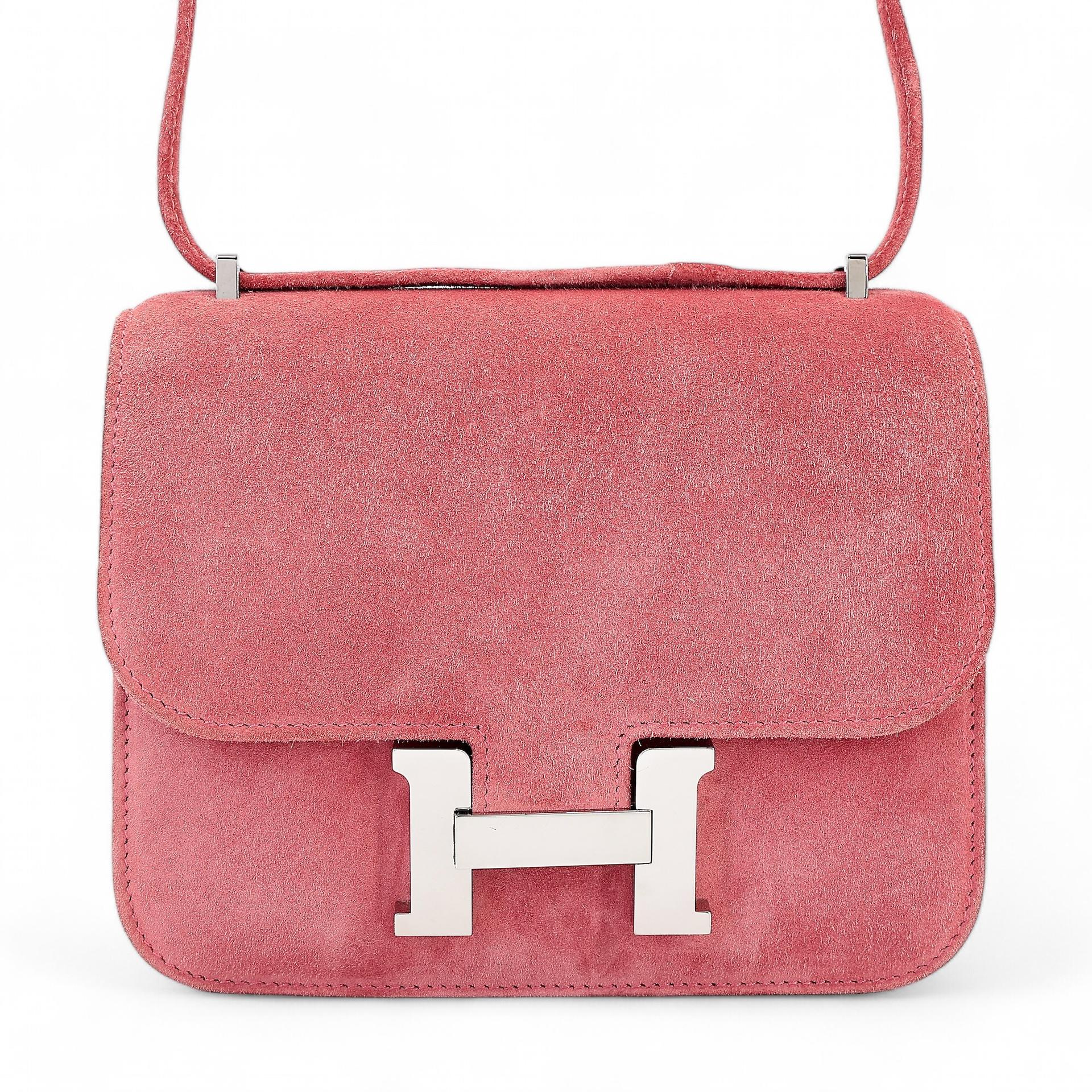 Very Good ( Rank A) HERMÈS Constance Mini Rose Indien (5N) Doblis Suede Palladium hardware X (2016) - 1