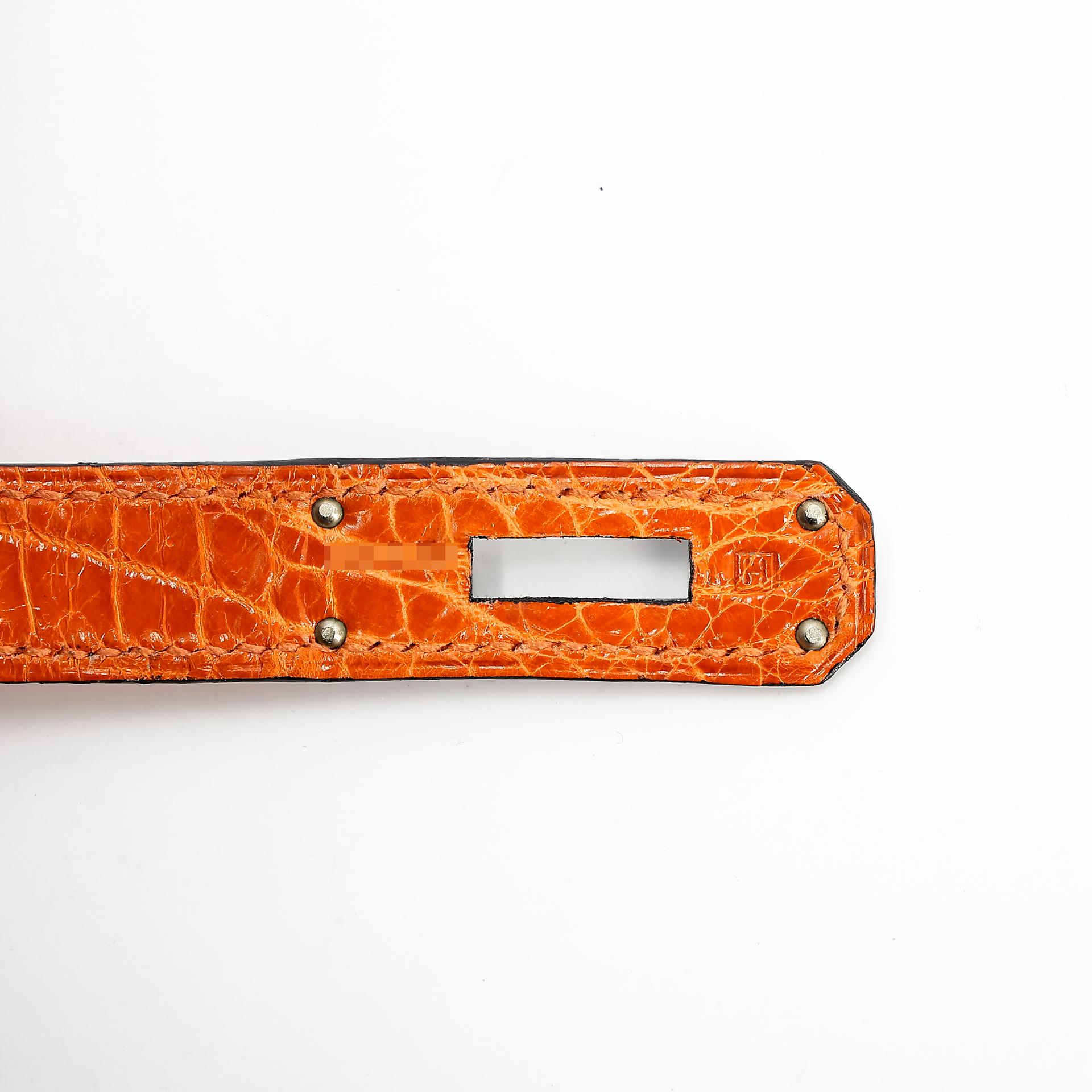 Very Good ( Rank A) HERMÈS Birkin 30 Orange (93) Black (89) Niloticus Crocodile Ruthenium hardware Square H (2004) - 21