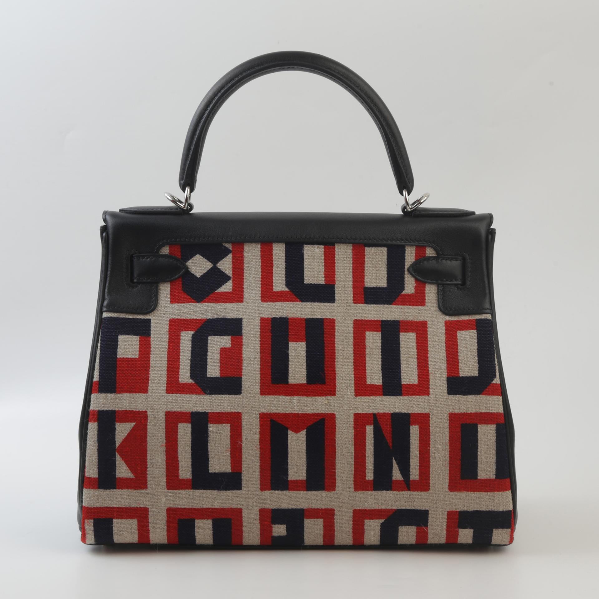 Unused ( Rank NS ) HERMÈS Limited Edition Kelly 28 Toile de camp Black (89) Canvas Swift Palladium hardware C (2018) - 2