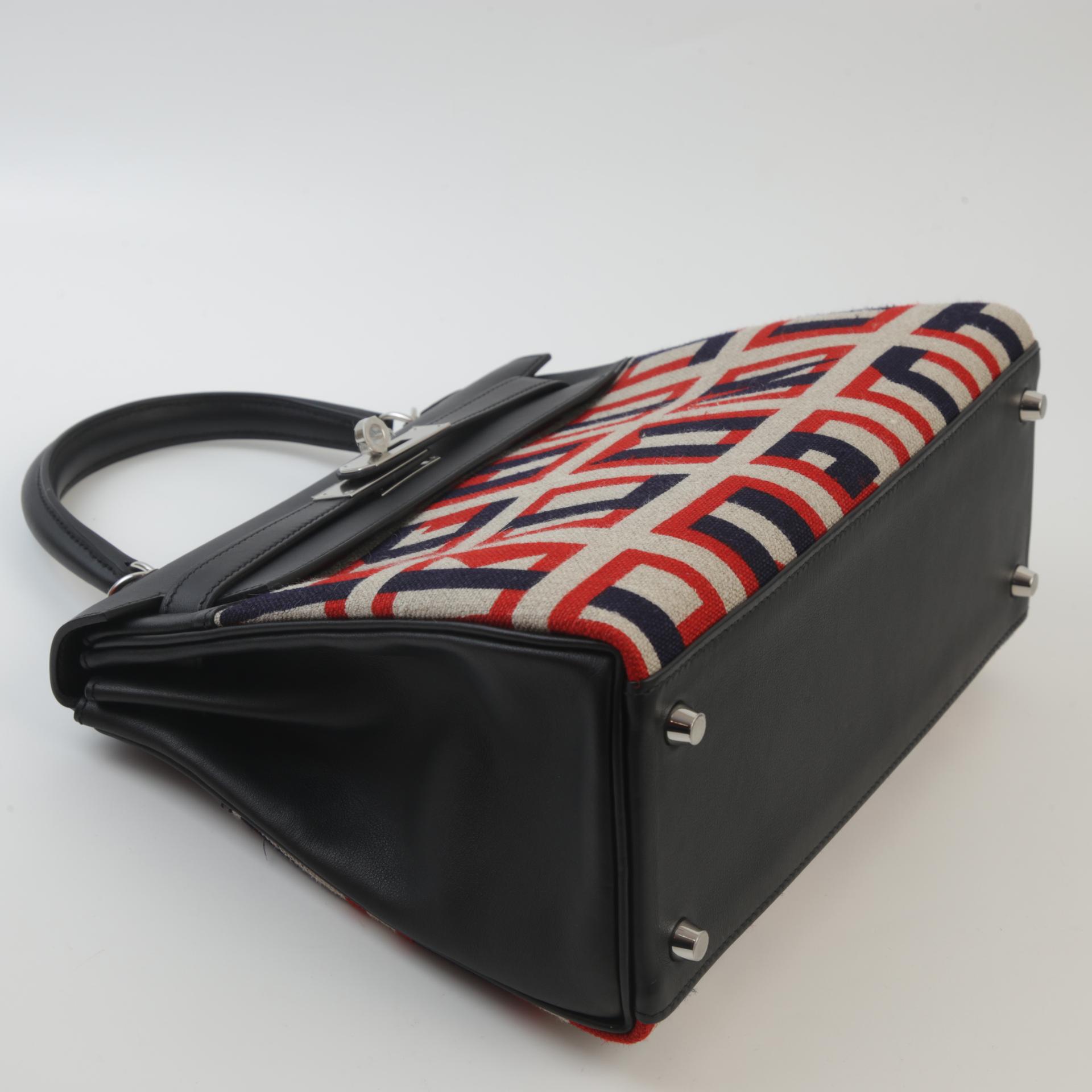 Unused ( Rank NS ) HERMÈS Limited Edition Kelly 28 Toile de camp Black (89) Canvas Swift Palladium hardware C (2018) - 4