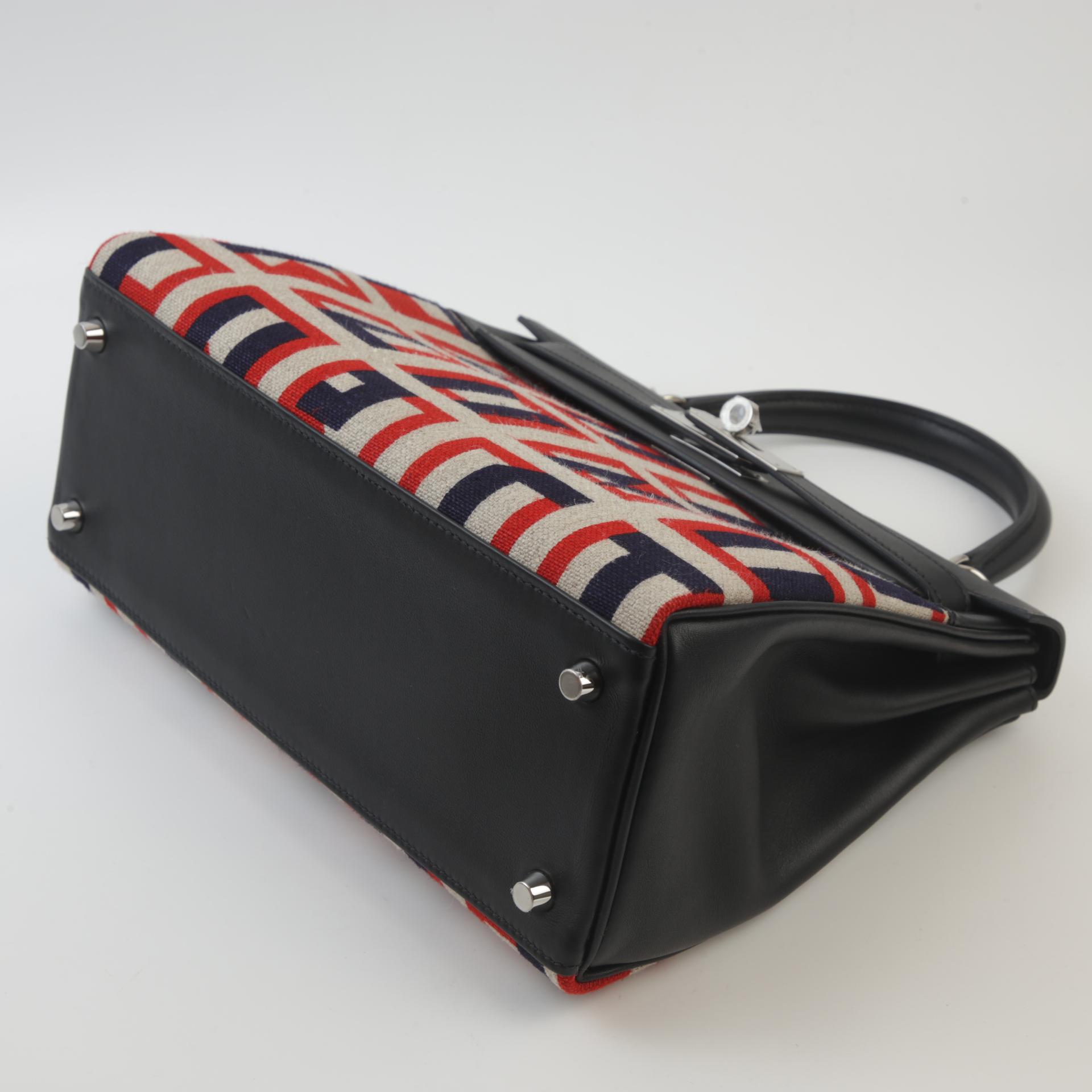 Unused ( Rank NS ) HERMÈS Limited Edition Kelly 28 Toile de camp Black (89) Canvas Swift Palladium hardware C (2018) - 5