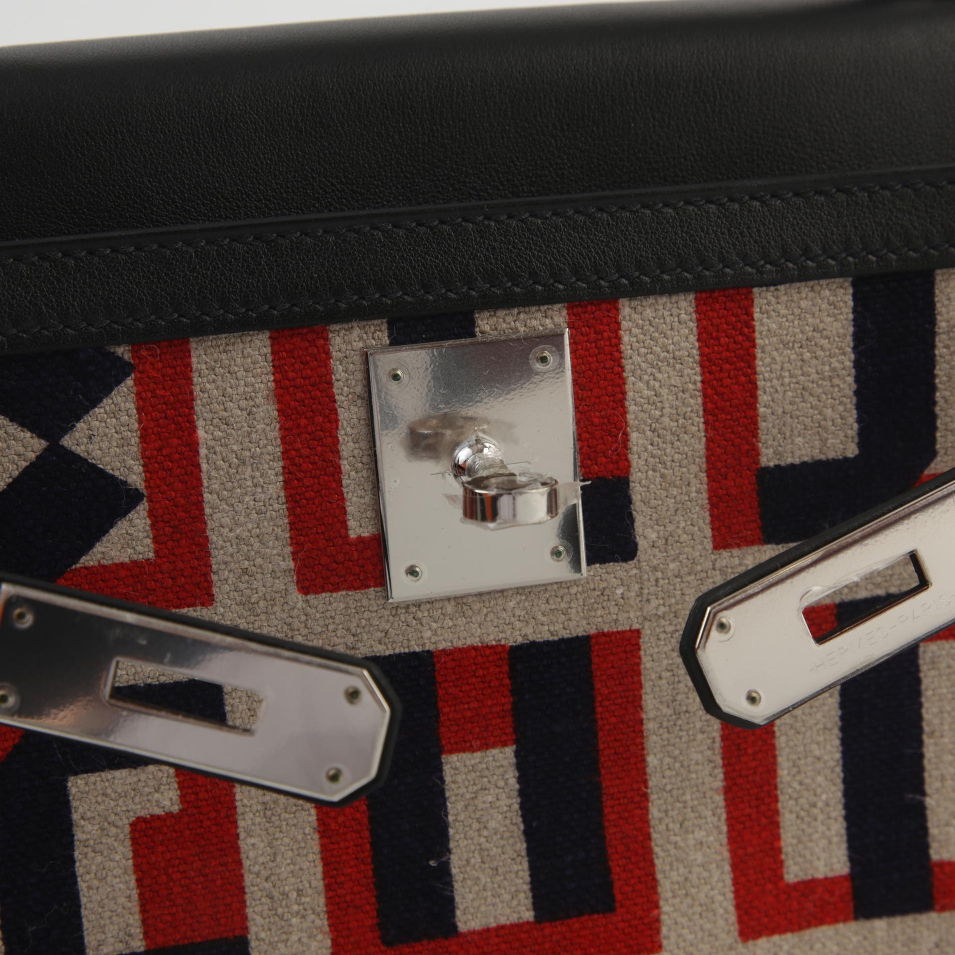 Unused ( Rank NS ) HERMÈS Limited Edition Kelly 28 Toile de camp Black (89) Canvas Swift Palladium hardware C (2018) - 9