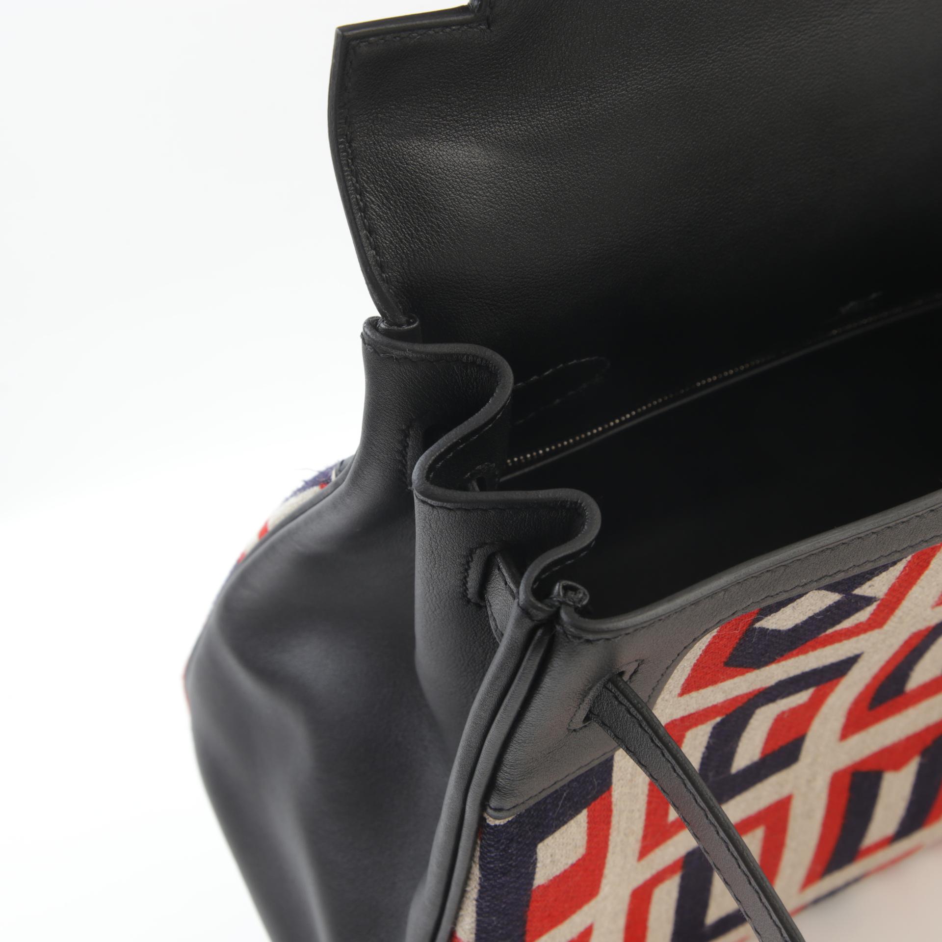 Unused ( Rank NS ) HERMÈS Limited Edition Kelly 28 Toile de camp Black (89) Canvas Swift Palladium hardware C (2018) - 12