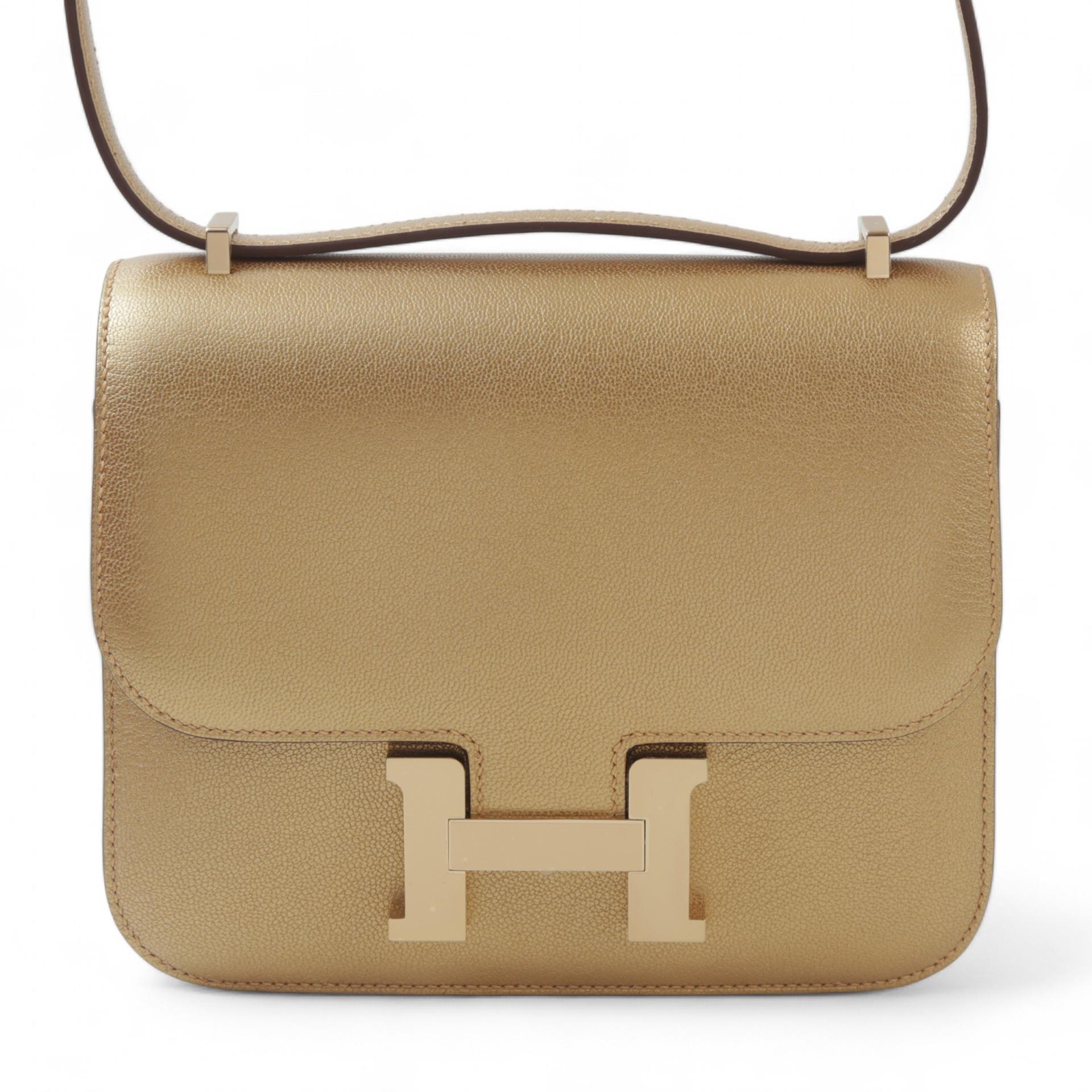 Brand New ( Rank N ) HERMÈS Limited Edition Constance Mini Dore (Y9) Chevre Permabrass hardware B (2023) - 1