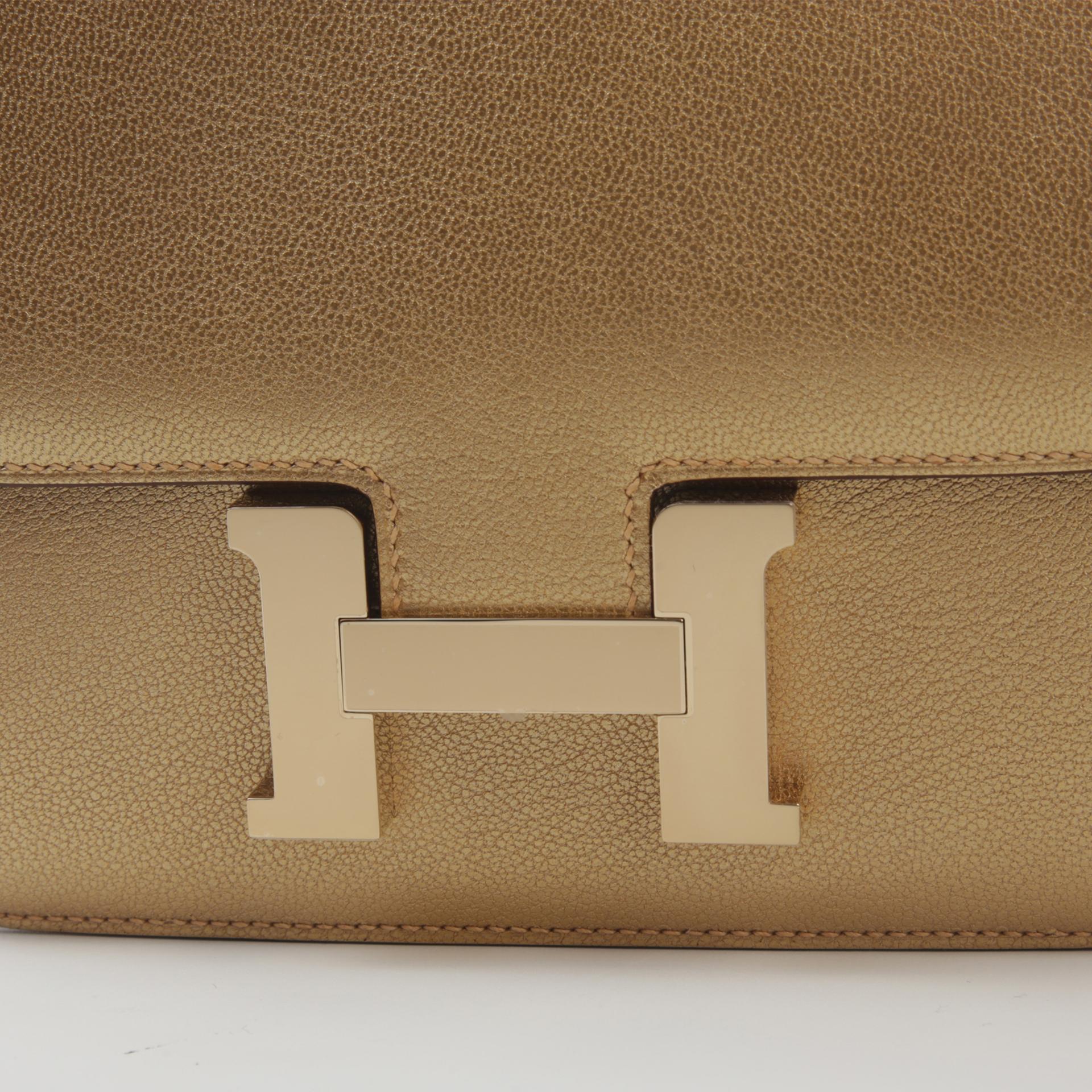 Brand New ( Rank N ) HERMÈS Limited Edition Constance Mini Dore (Y9) Chevre Permabrass hardware B (2023) - 8