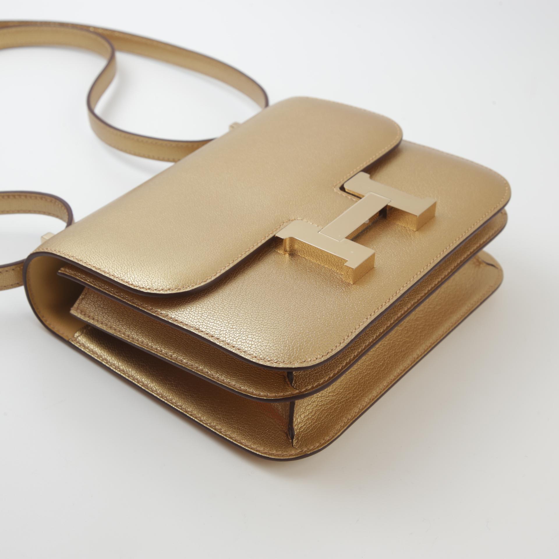 Brand New ( Rank N ) HERMÈS Limited Edition Constance Mini Dore (Y9) Chevre Permabrass hardware B (2023) - 4