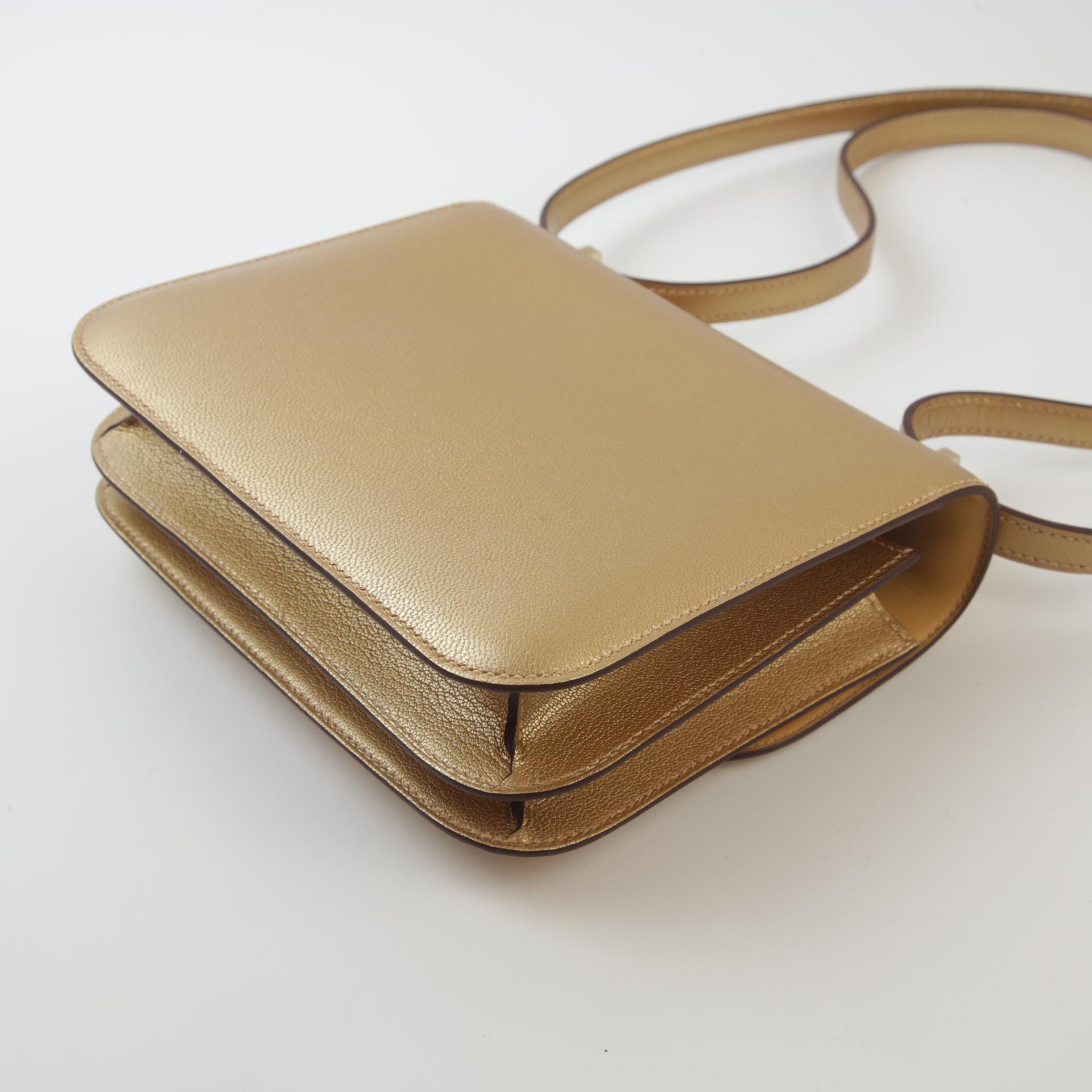 Brand New ( Rank N ) HERMÈS Limited Edition Constance Mini Dore (Y9) Chevre Permabrass hardware B (2023) - 7