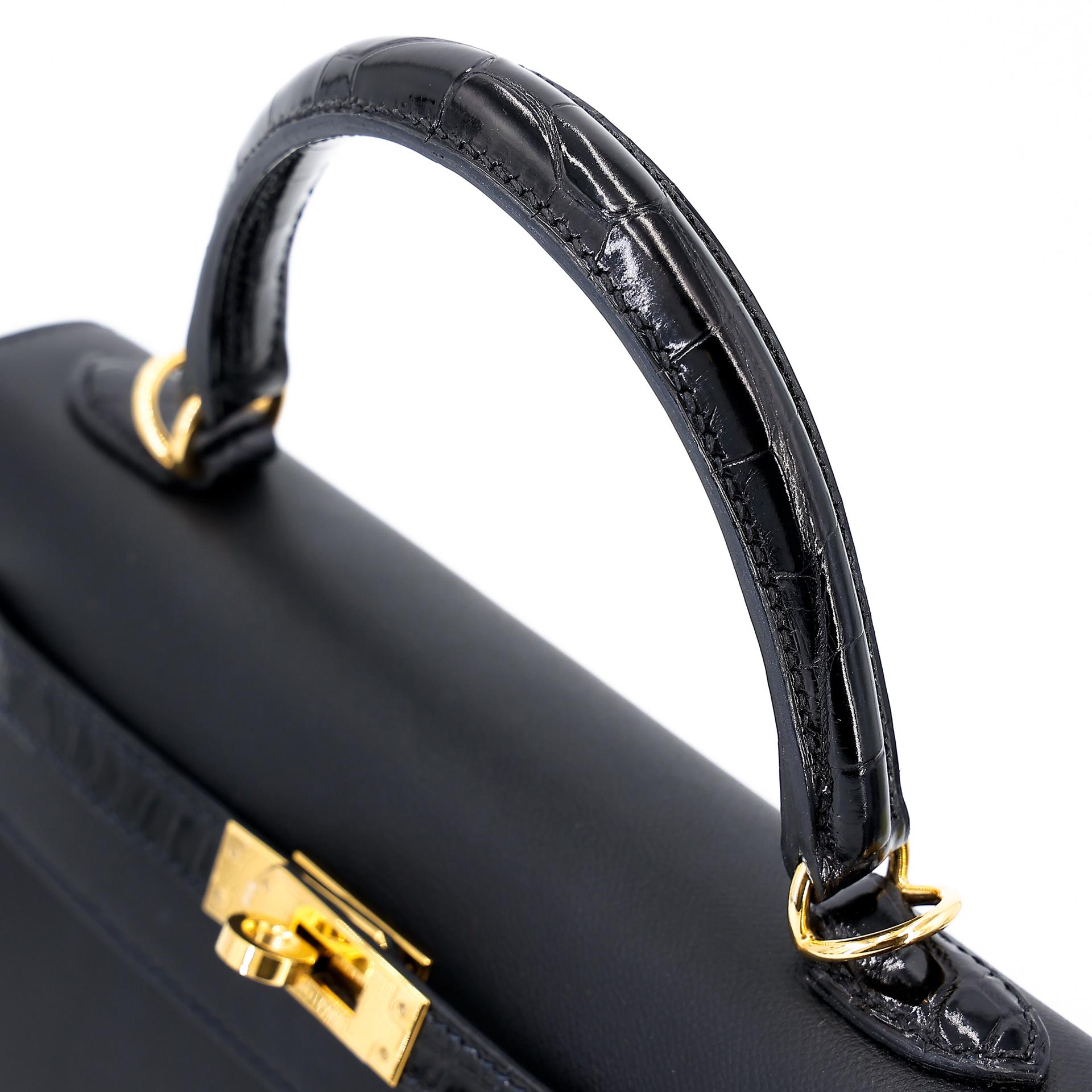 Excellent ( Rank SA ) HERMÈS Kelly 25 Touch Sellier Black (89) Madame Niloticus Crocodile Gold hardware Z (2021) - 3
