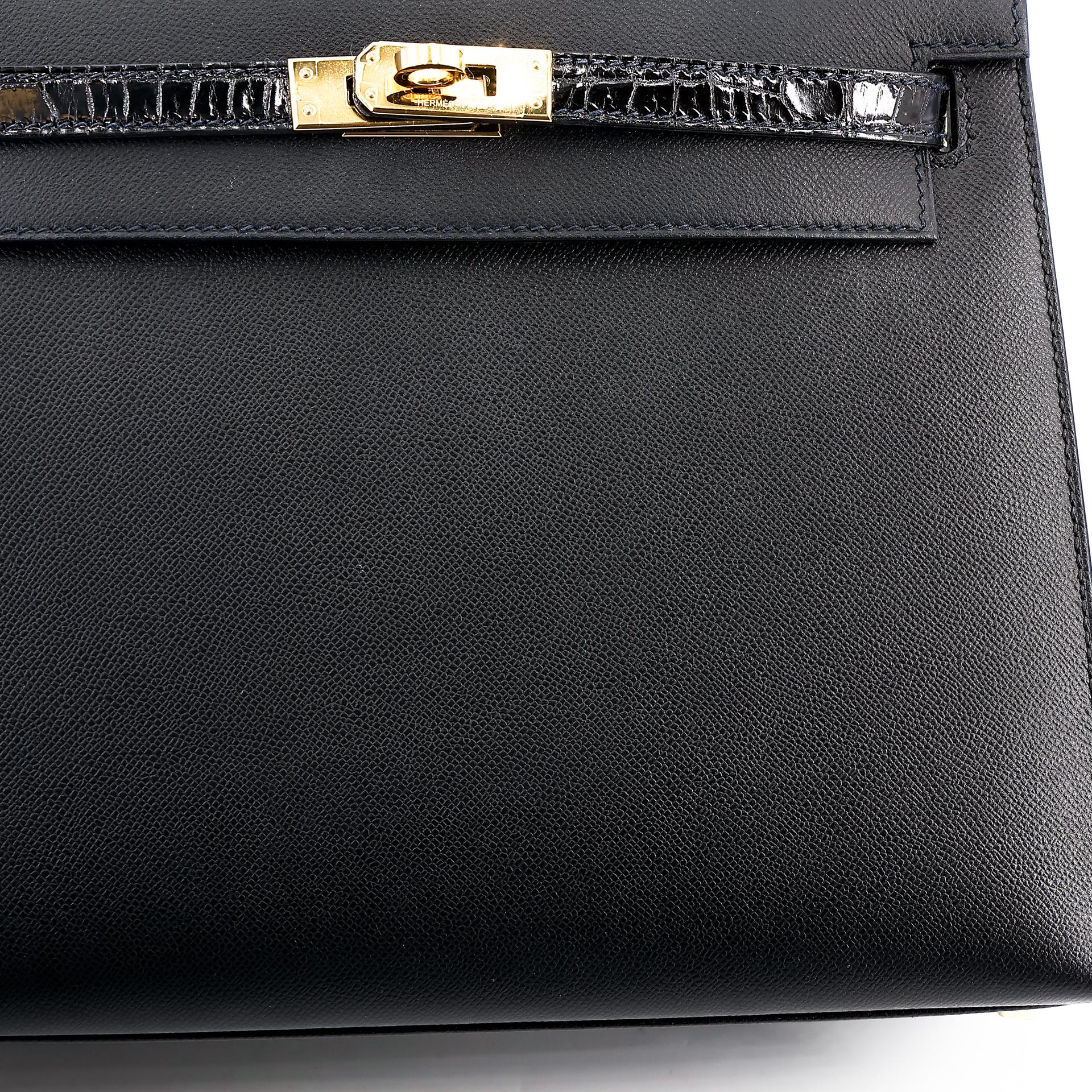 Excellent ( Rank SA ) HERMÈS Kelly 25 Touch Sellier Black (89) Madame Niloticus Crocodile Gold hardware Z (2021) - 10
