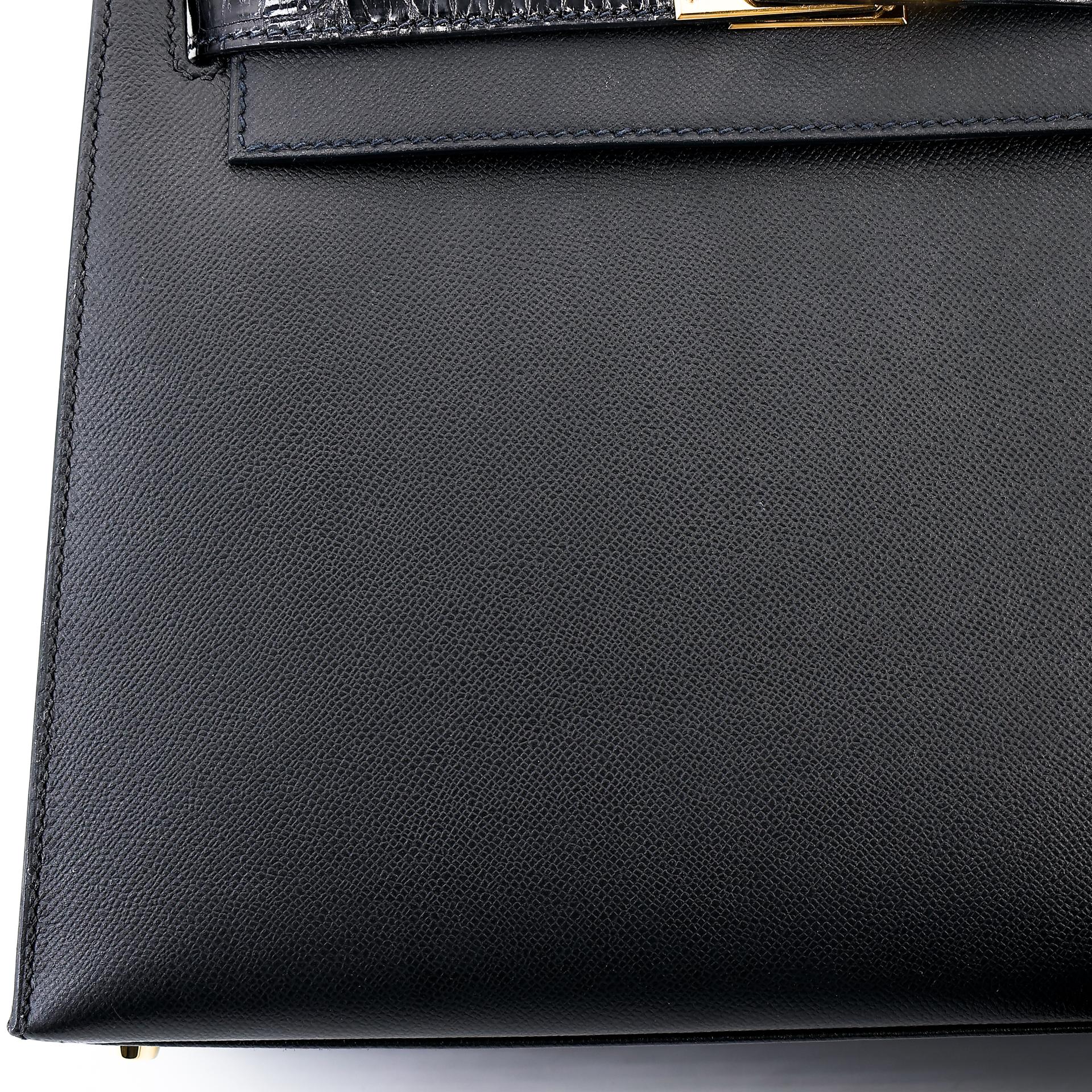 Excellent ( Rank SA ) HERMÈS Kelly 25 Touch Sellier Black (89) Madame Niloticus Crocodile Gold hardware Z (2021) - 11