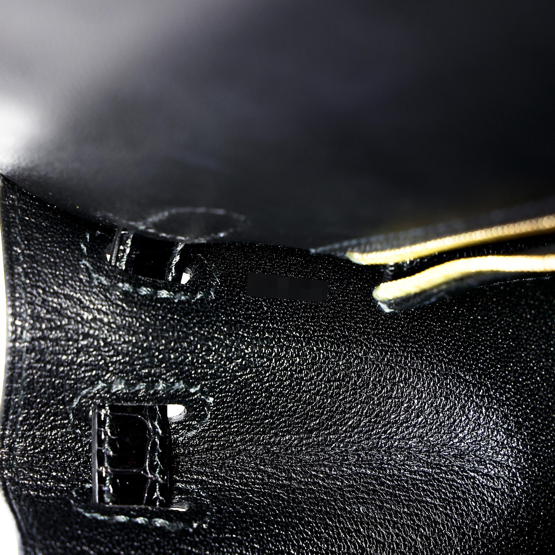 Excellent ( Rank SA ) HERMÈS Kelly 25 Touch Sellier Black (89) Madame Niloticus Crocodile Gold hardware Z (2021) - 21
