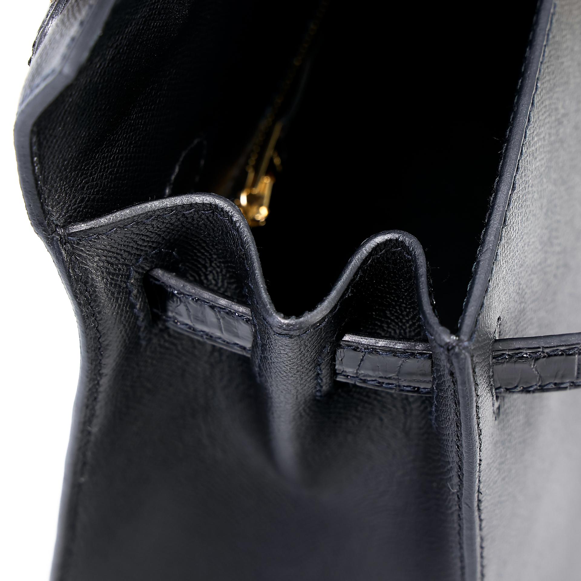 Excellent ( Rank SA ) HERMÈS Kelly 25 Touch Sellier Black (89) Madame Niloticus Crocodile Gold hardware Z (2021) - 20