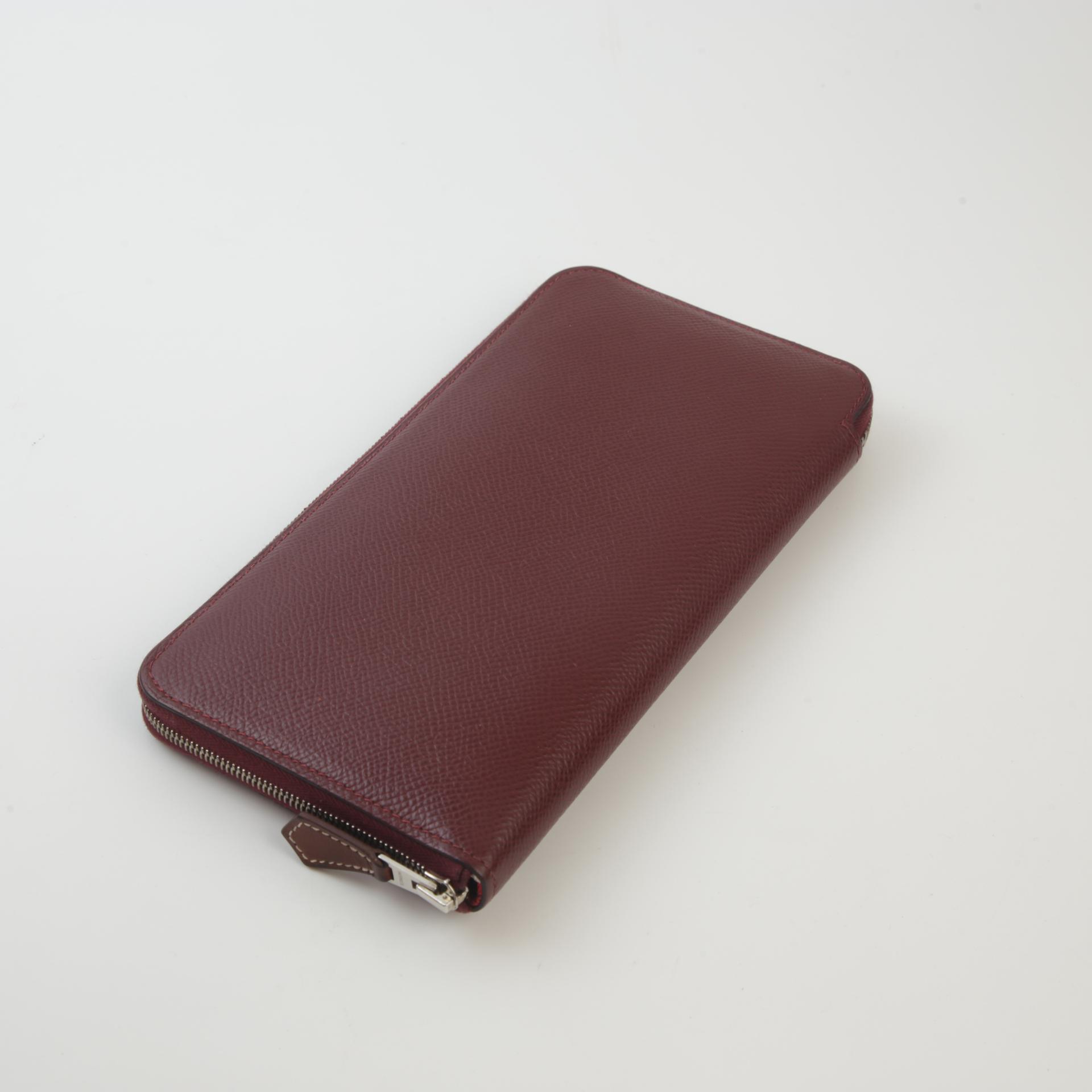 Good ( Rank AB) HERMÈS Silk in Azap Long Wallet  Rouge H (55) Epsom Palladium hardware Z (2021) - 4