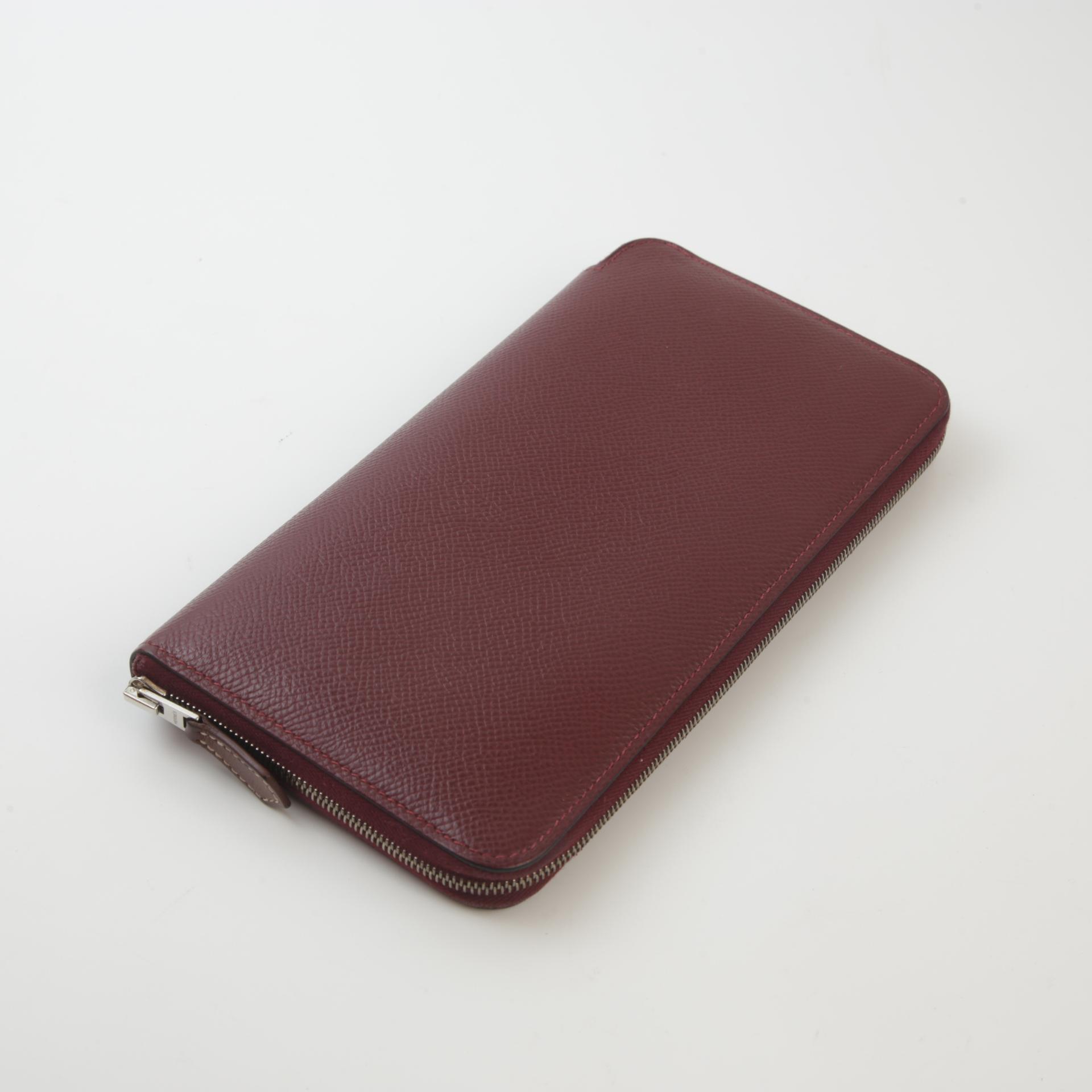 Good ( Rank AB) HERMÈS Silk in Azap Long Wallet  Rouge H (55) Epsom Palladium hardware Z (2021) - 5