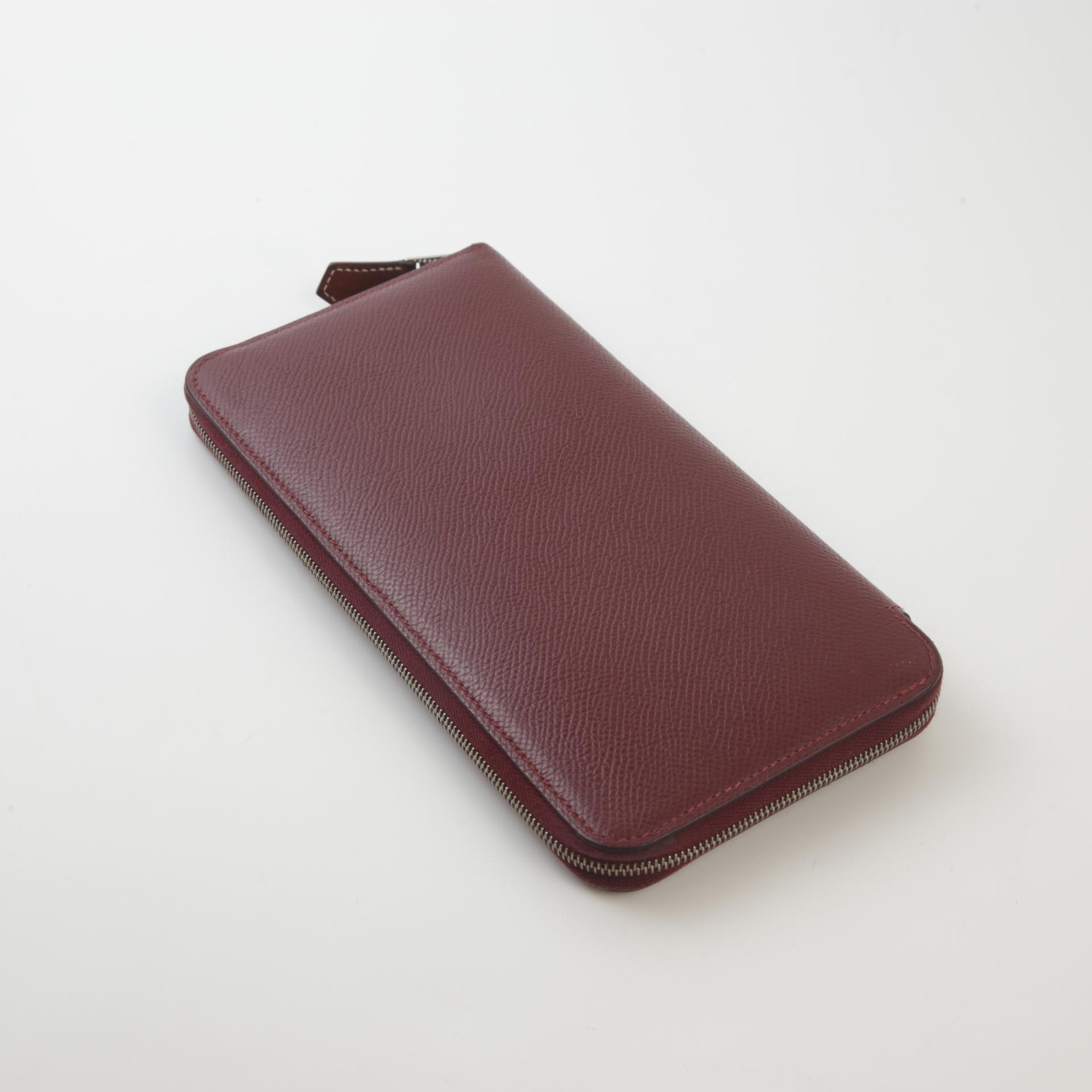 Good ( Rank AB) HERMÈS Silk in Azap Long Wallet  Rouge H (55) Epsom Palladium hardware Z (2021) - 6