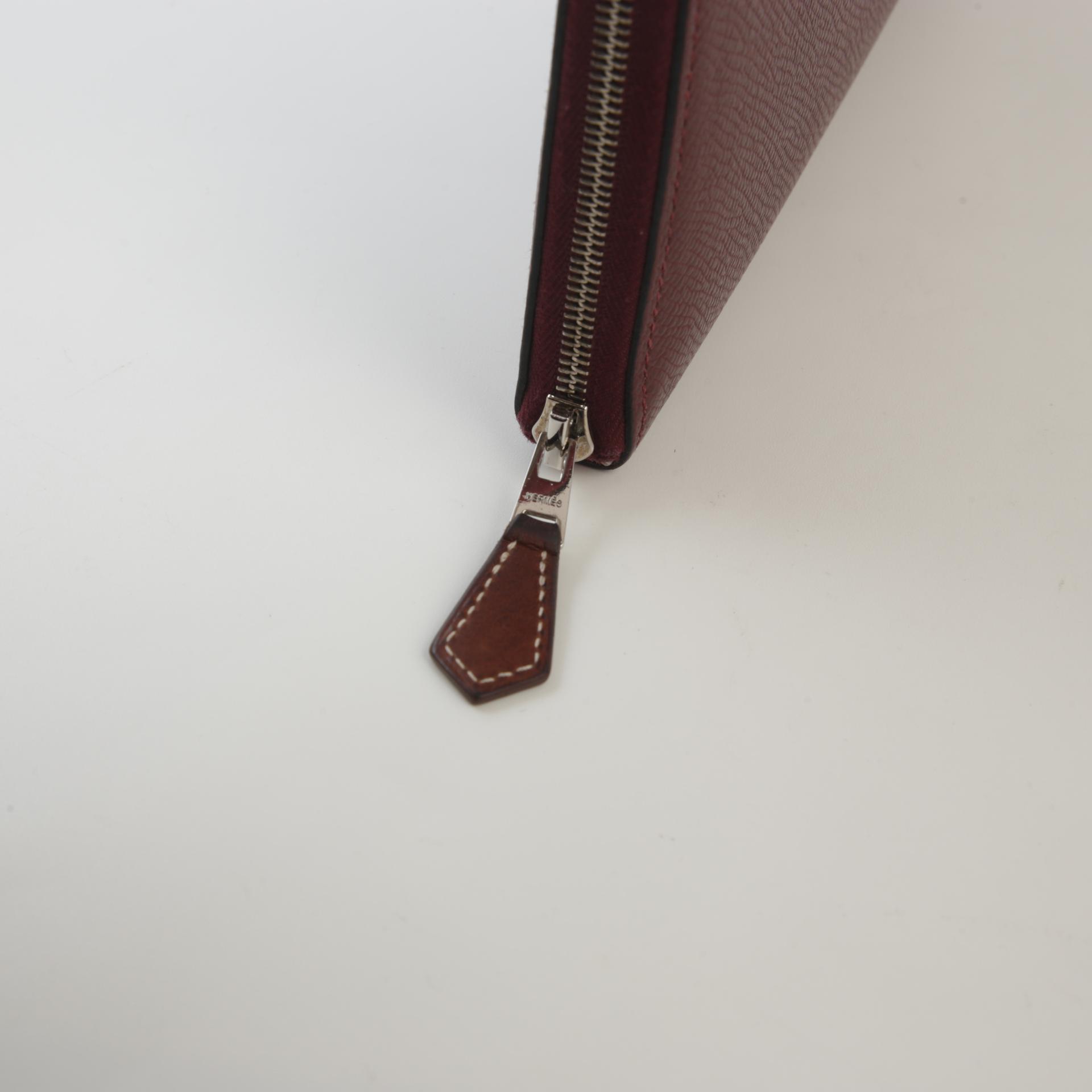 Good ( Rank AB) HERMÈS Silk in Azap Long Wallet  Rouge H (55) Epsom Palladium hardware Z (2021) - 7