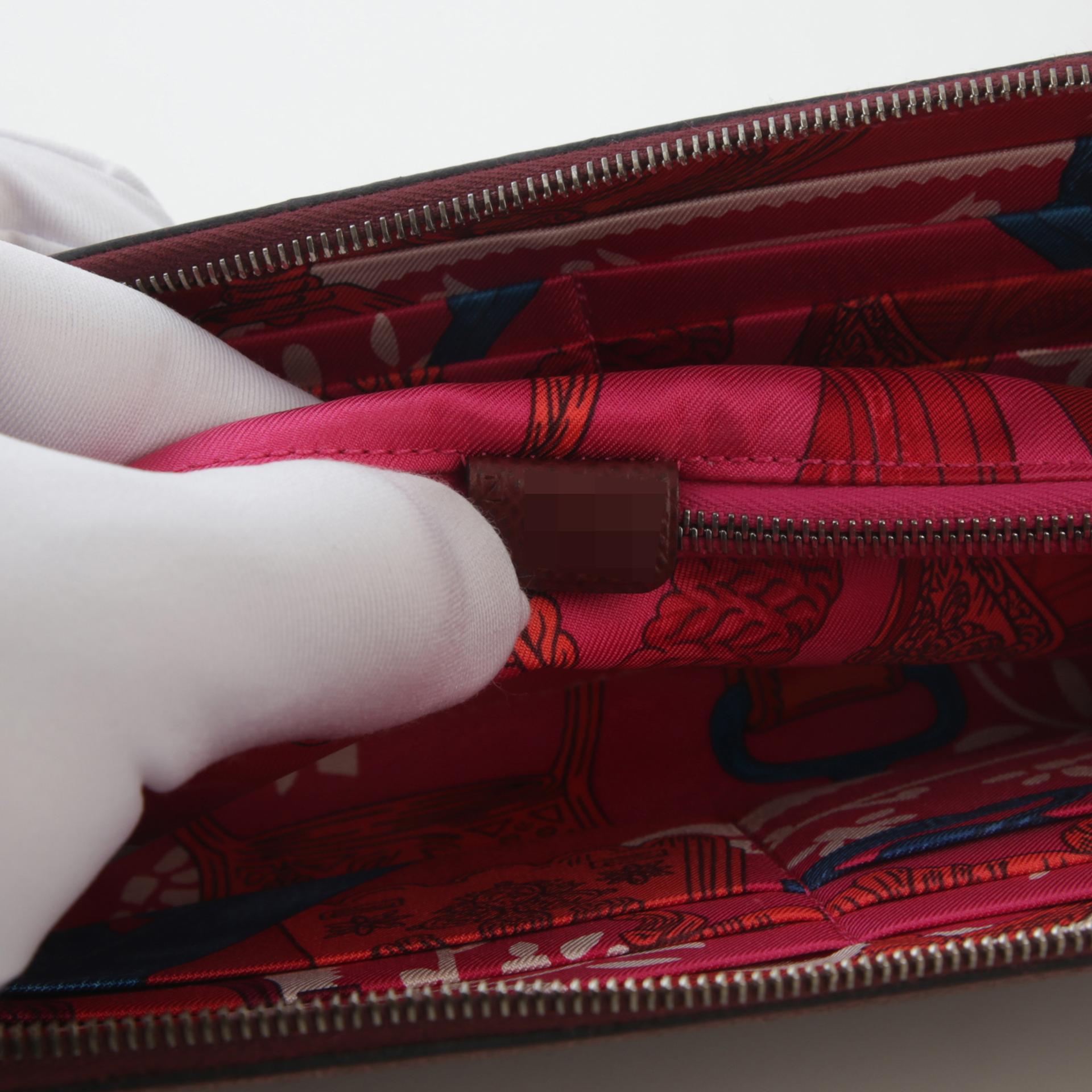 Good ( Rank AB) HERMÈS Silk in Azap Long Wallet  Rouge H (55) Epsom Palladium hardware Z (2021) - 10