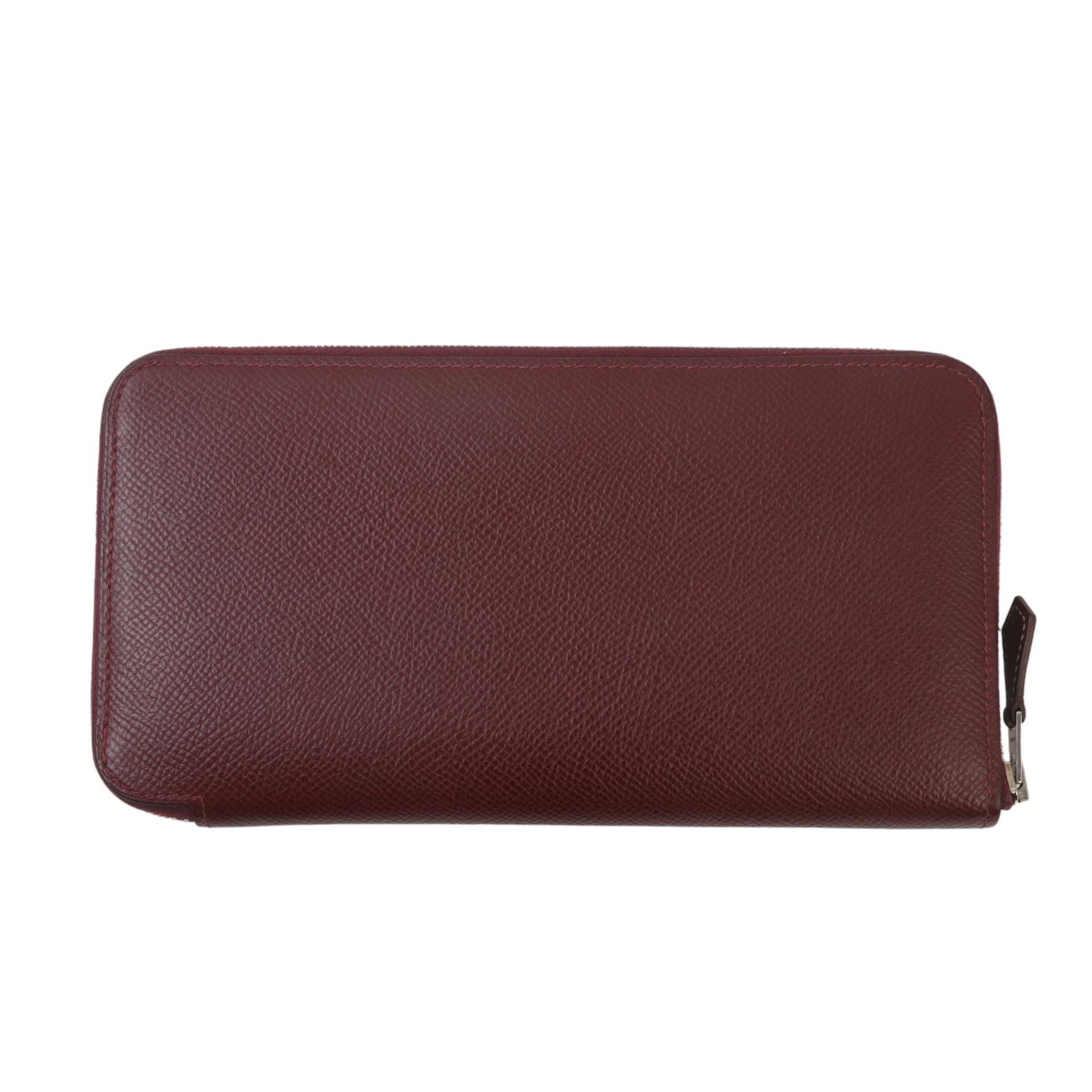 Good ( Rank AB) HERMÈS Silk in Azap Long Wallet  Rouge H (55) Epsom Palladium hardware Z (2021) - 2