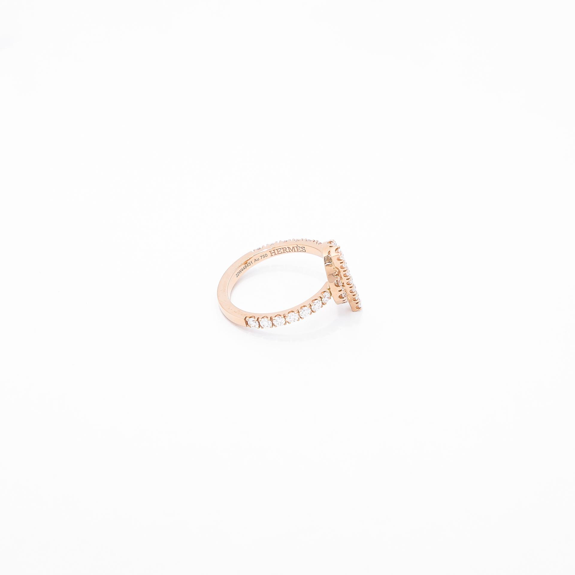 Brand New ( Rank N ) HERMÈS Ring Finesse Rose Gold Rose Gold Diamond Rose Gold hardware - 4