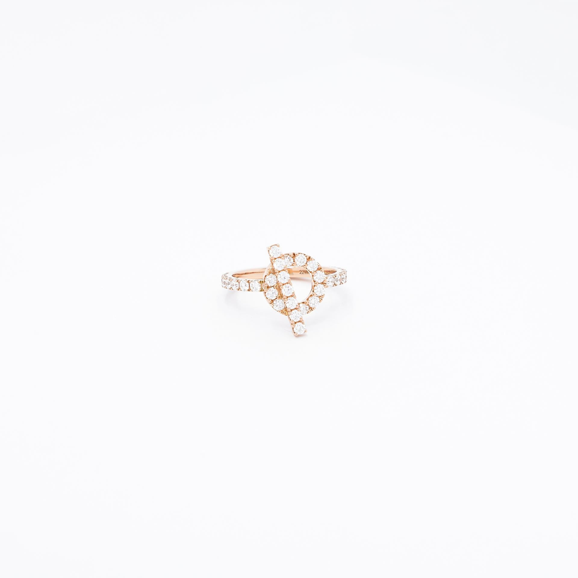 Brand New ( Rank N ) HERMÈS Ring Finesse Rose Gold Rose Gold Diamond Rose Gold hardware - 5