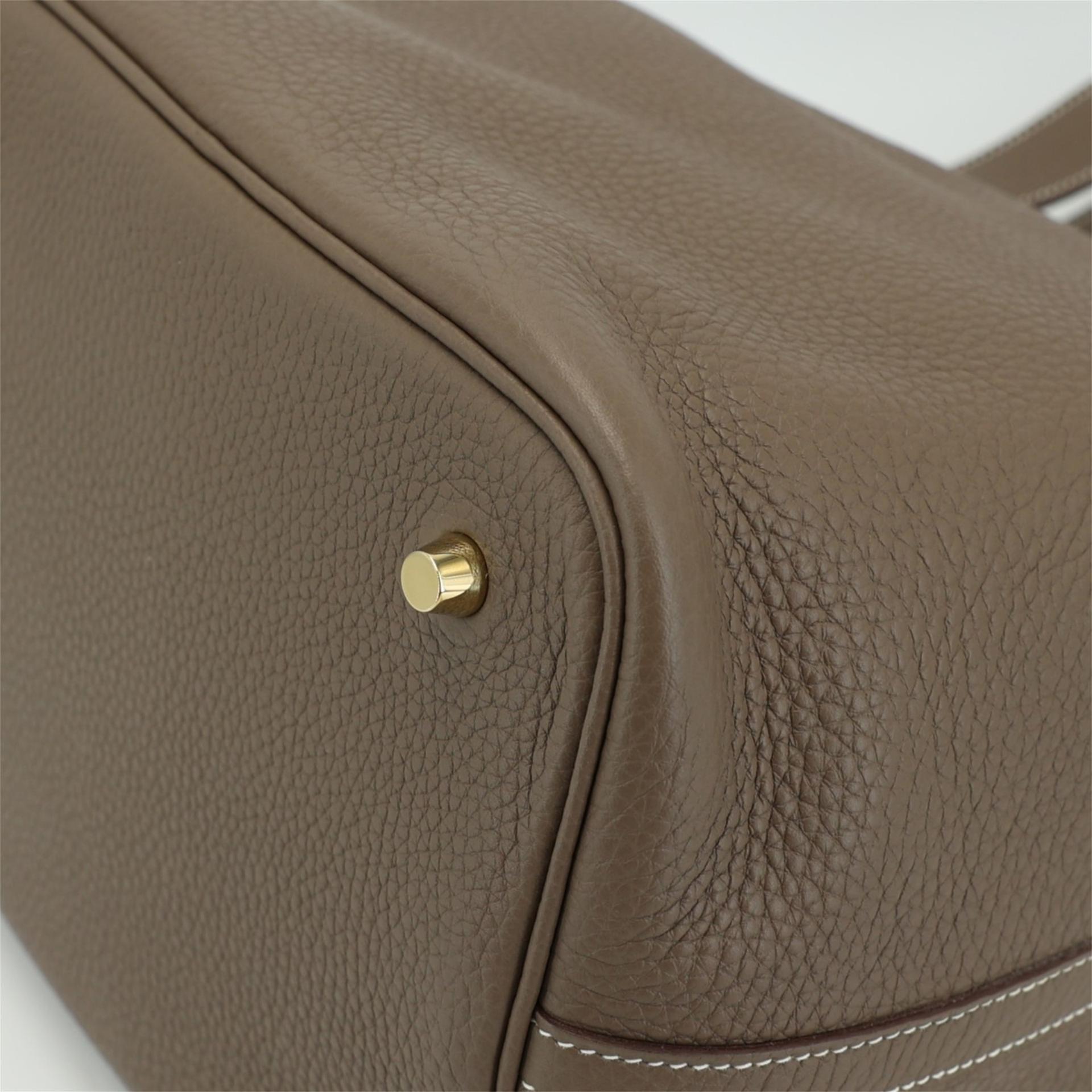 Excellent ( Rank SA ) HERMÈS Picotin Lock MM Etoupe (18) Clemence Gold hardware D (2019) - 8