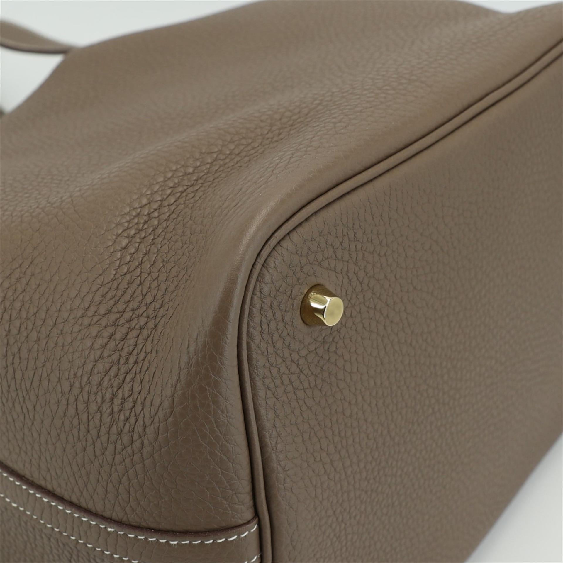 Excellent ( Rank SA ) HERMÈS Picotin Lock MM Etoupe (18) Clemence Gold hardware D (2019) - 9